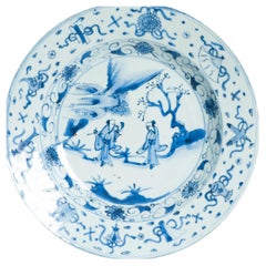 Antique Wanli / Tianqi Ming Chinese Porcelain Kraak Chinese Taste Figural Plate