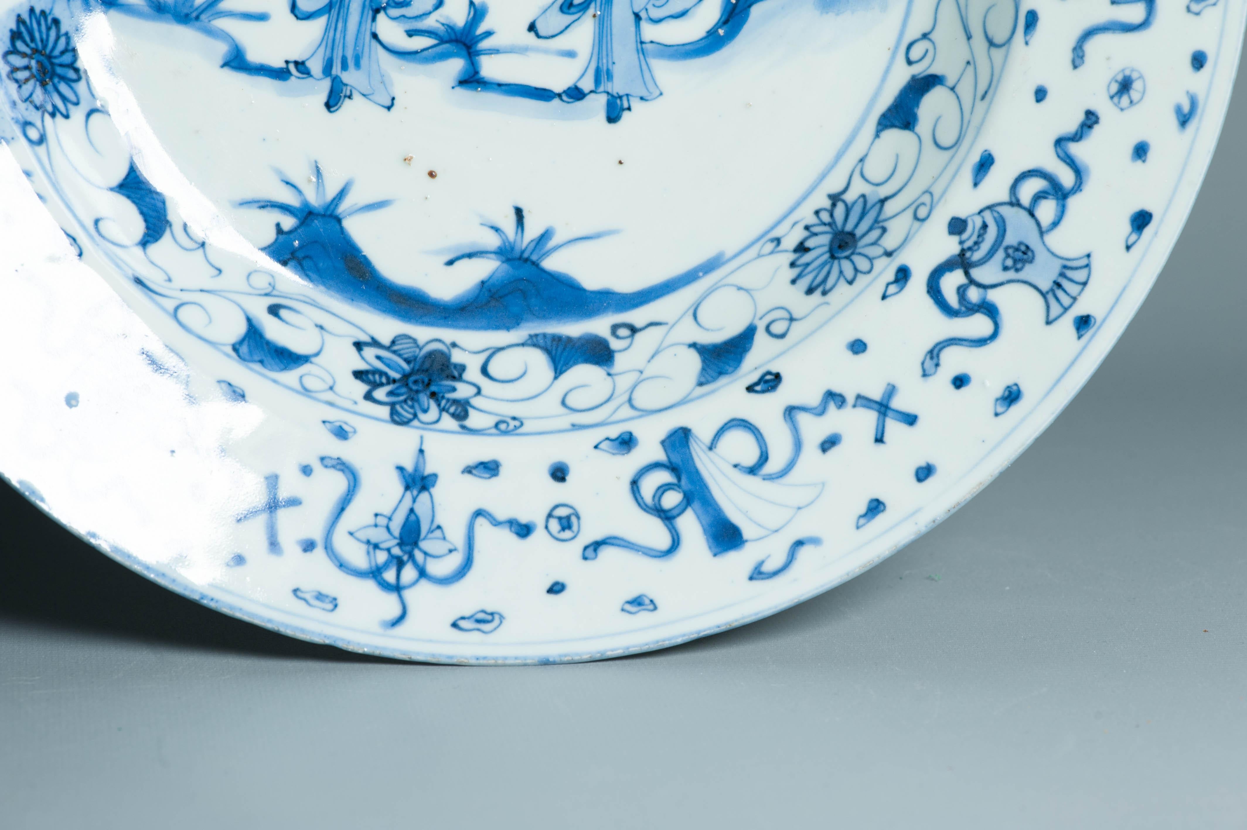 Antiker Wanli / Tianqi Ming Chinesischer Porzellan-Kraak-Figurenteller aus Porzellan mit chinesischem Geschmack im Angebot 3