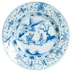 Antique Wanli / Tianqi Ming Chinese Porcelain Kraak Chinese Taste Figural Plate