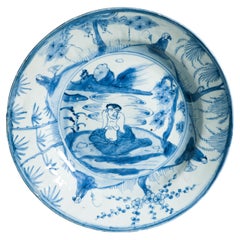 Antique Wanli / Tianqi Ming Chinese Porcelain Kraak Chinese Taste Figural Plate