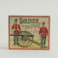Juego de guerra antiguo «Soldados como bolos» en su caja original