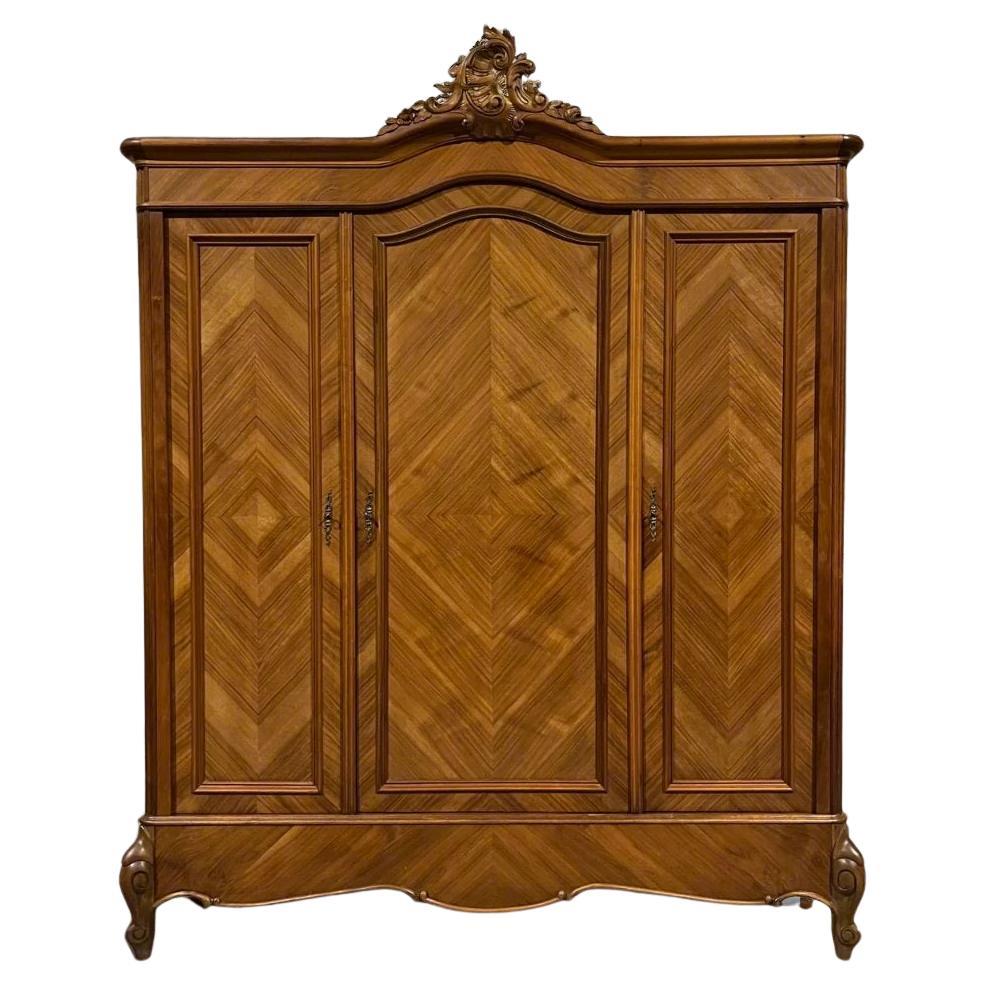 Antique wardrobe  3-door  Louis XV style around 1900  Walnut