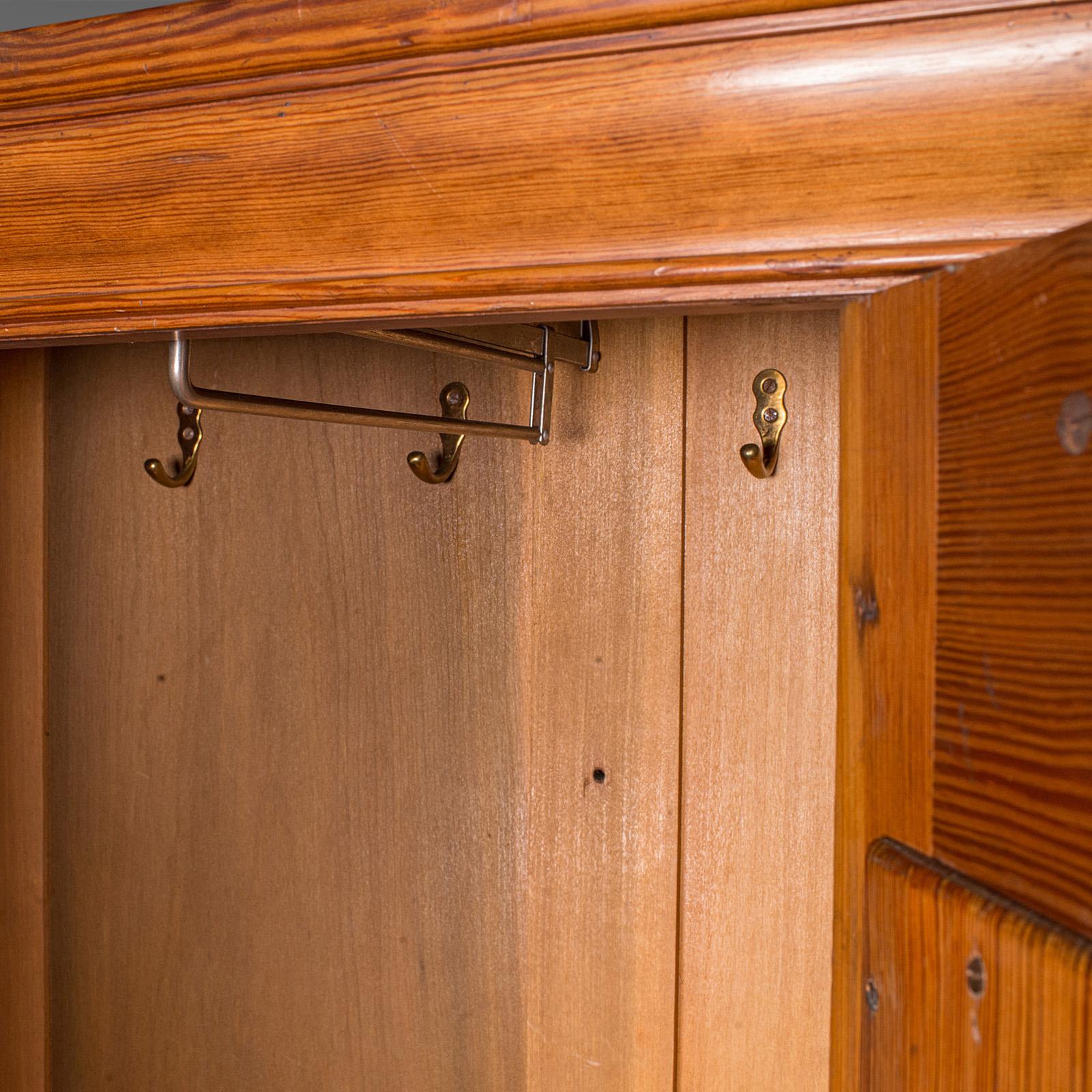 Antique Wardrobe, English, Pitch Pine, Closet, Dressing Mirror, Victorian, 1900 2
