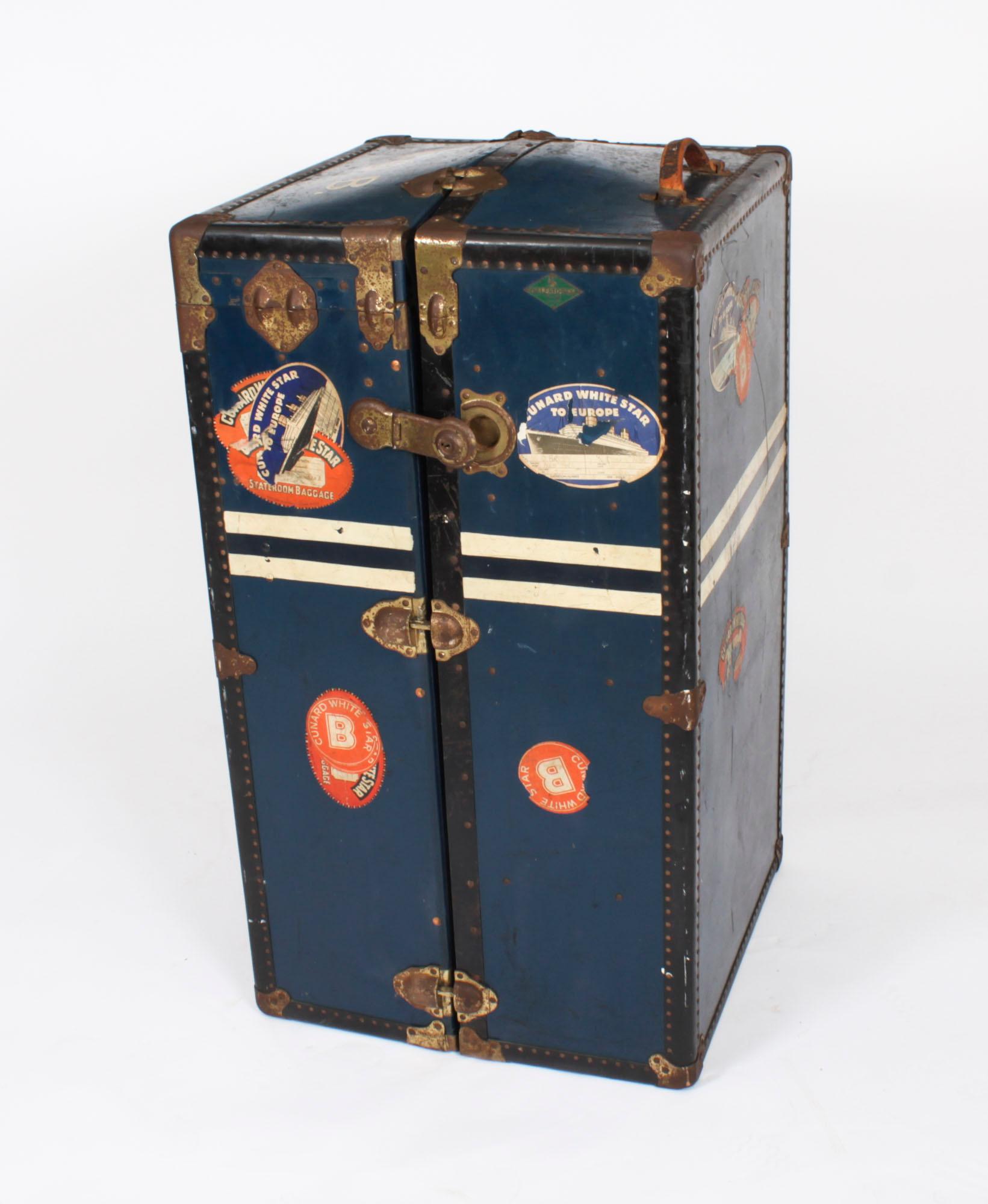 Antique Wardrobe Steamers Trunk Luggage C1930 9