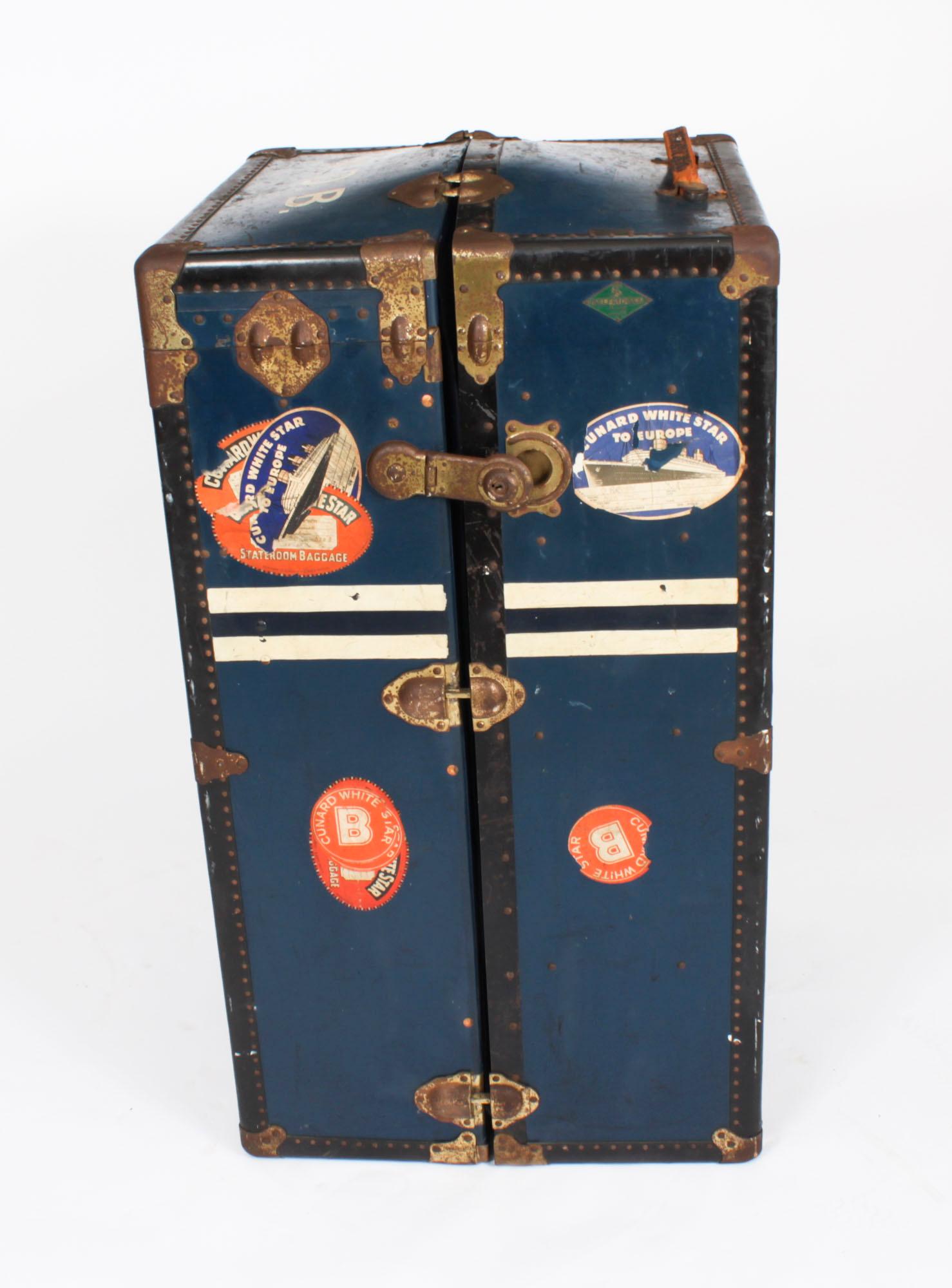 Antique Wardrobe Steamers Trunk Luggage C1930 For Sale 10