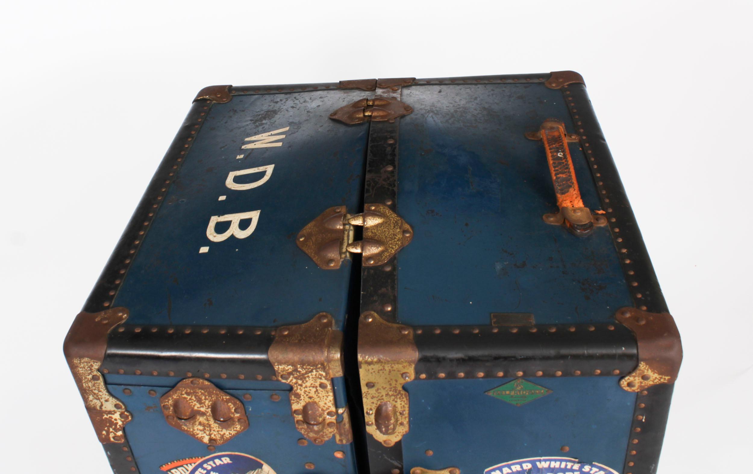 Antique Wardrobe Steamers Trunk Luggage C1930 11