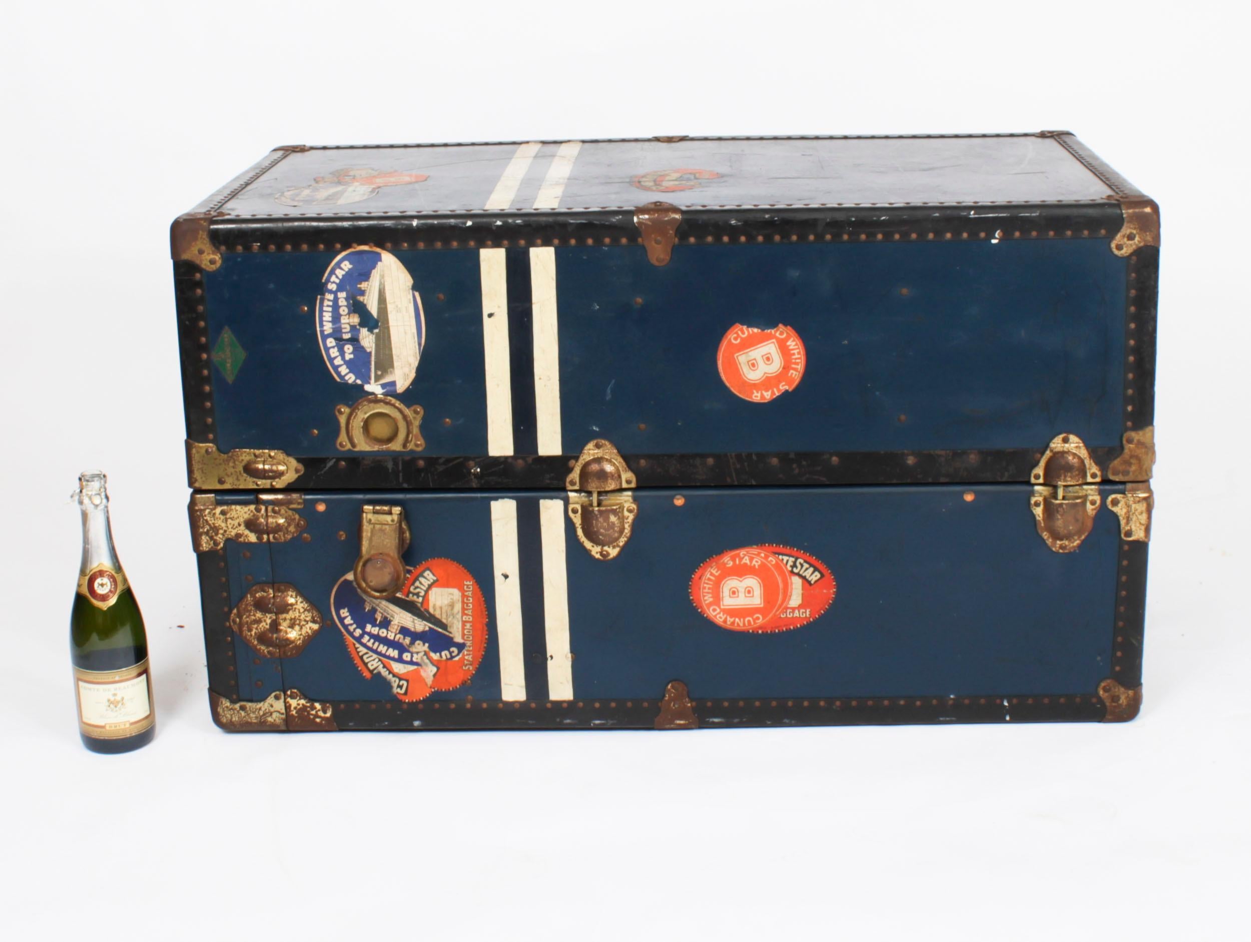 Antique Wardrobe Steamers Trunk Luggage C1930 For Sale 14