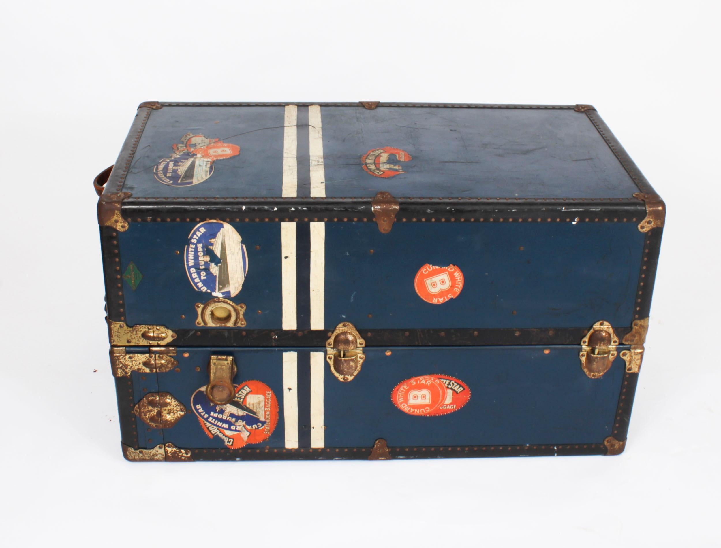 Mid-20th Century Antique Wardrobe Steamers Trunk Luggage C1930 For Sale