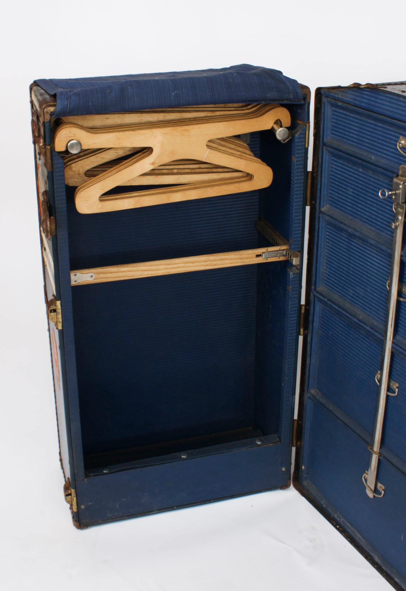 Antique Wardrobe Steamers Trunk Luggage C1930 For Sale 1