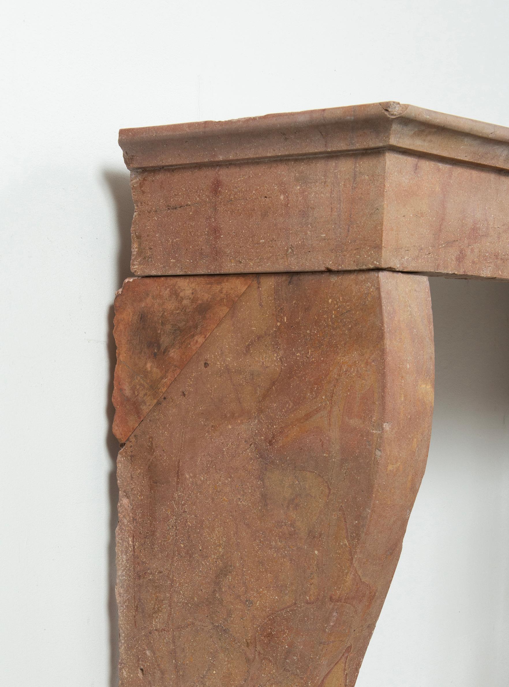 Antique Warm Colored Limestone Fireplace For Sale 12