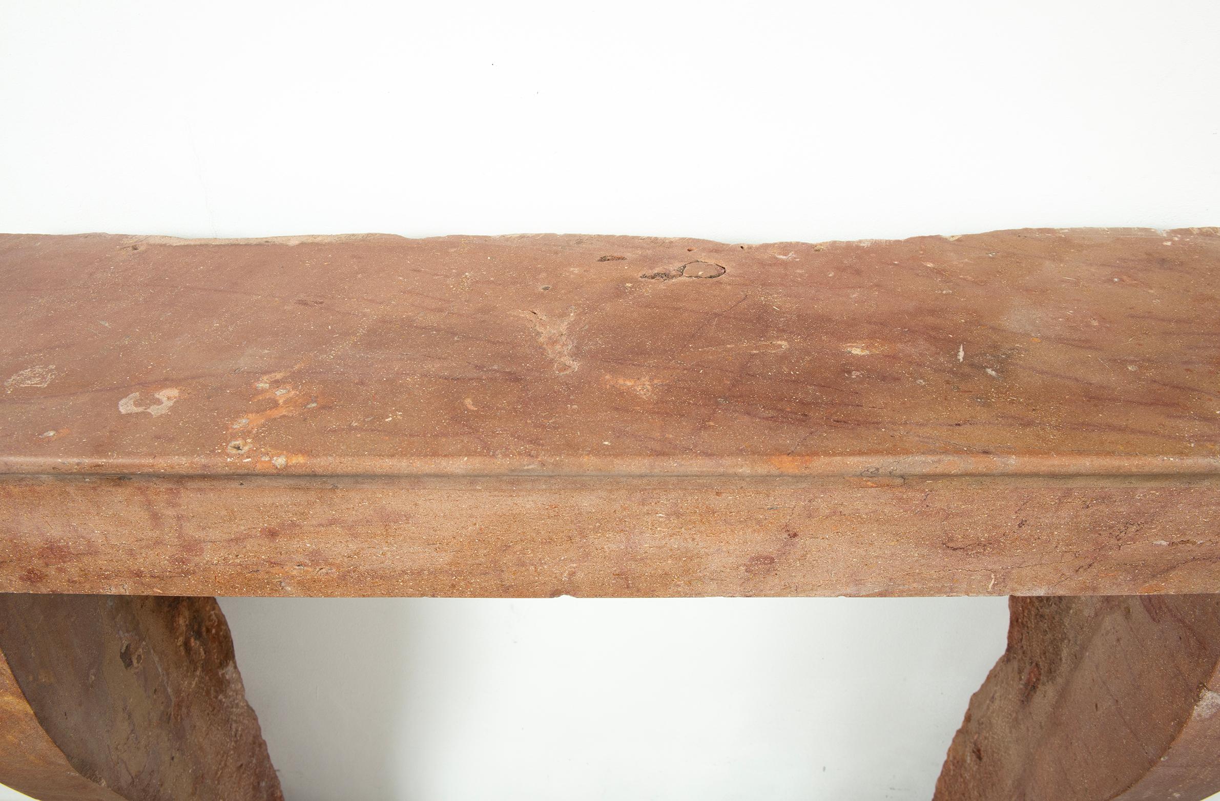 19th Century Antique Warm Colored Limestone Fireplace For Sale