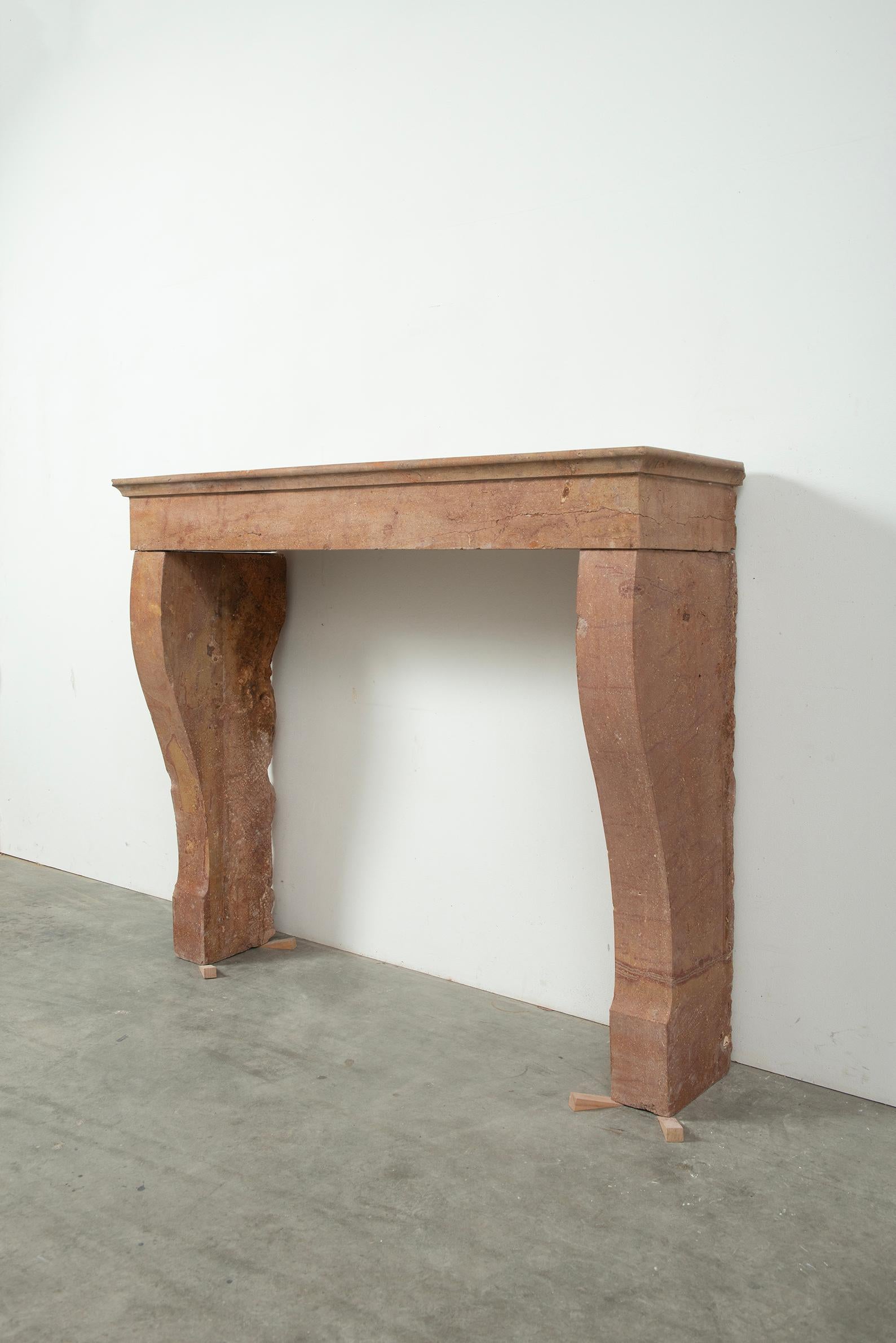 Antique Warm Colored Limestone Fireplace For Sale 2
