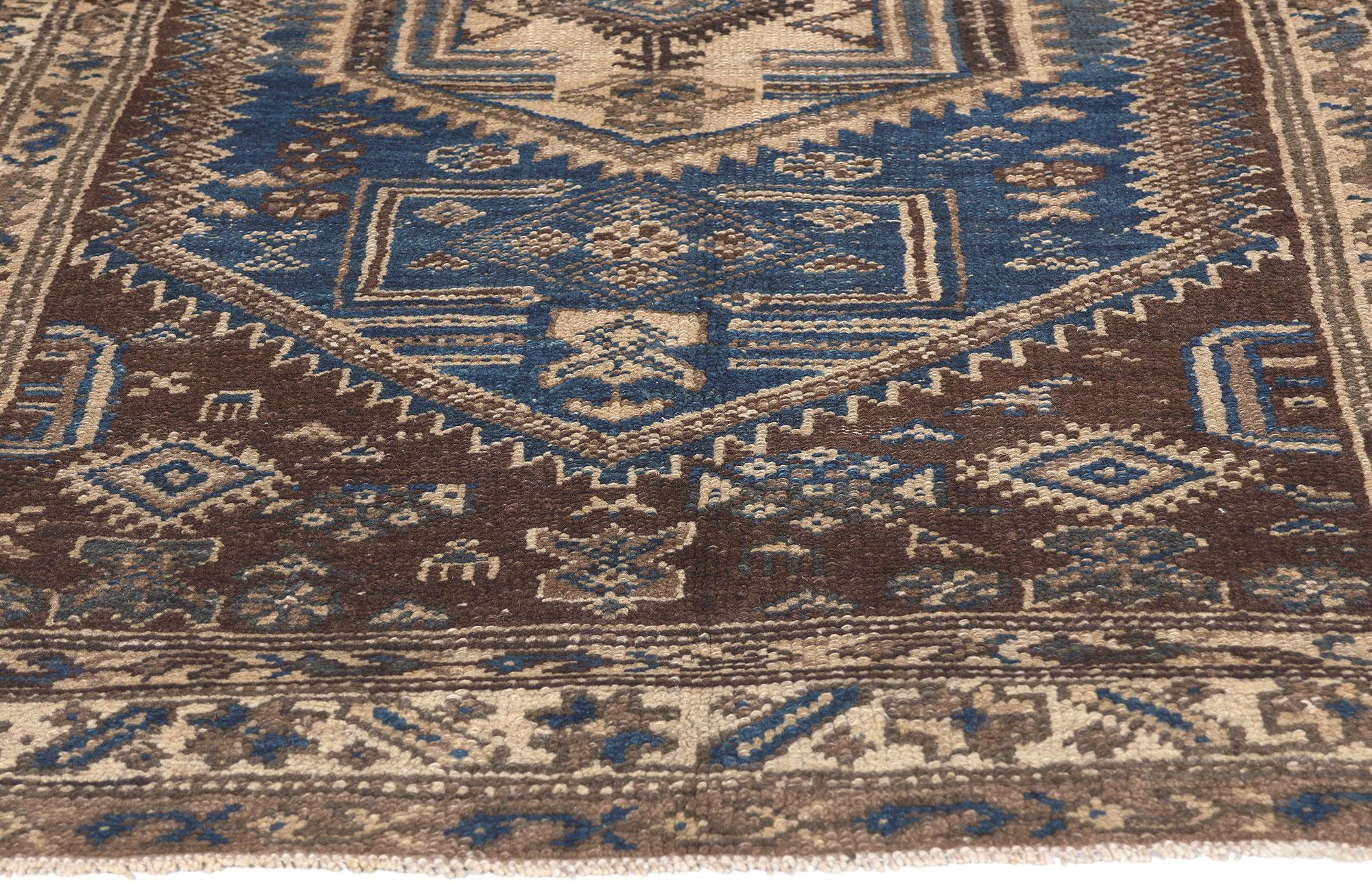 Antique Warm Earth-Tone Persian Malayer Carpet with Mid-Century Modern Style In Good Condition For Sale In Dallas, TX