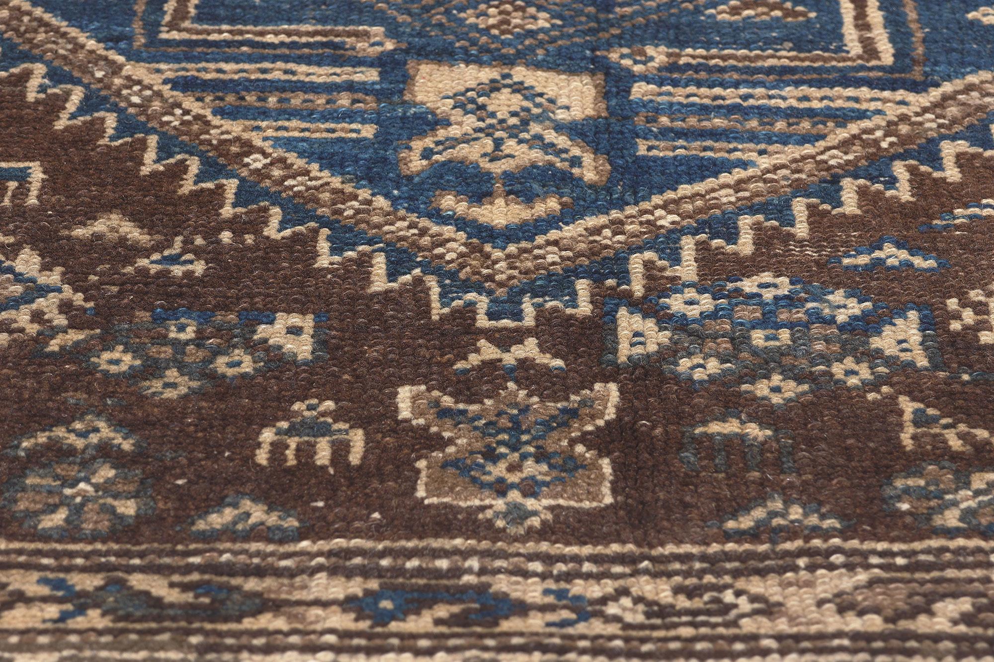 20th Century Antique Warm Earth-Tone Persian Malayer Carpet with Mid-Century Modern Style For Sale