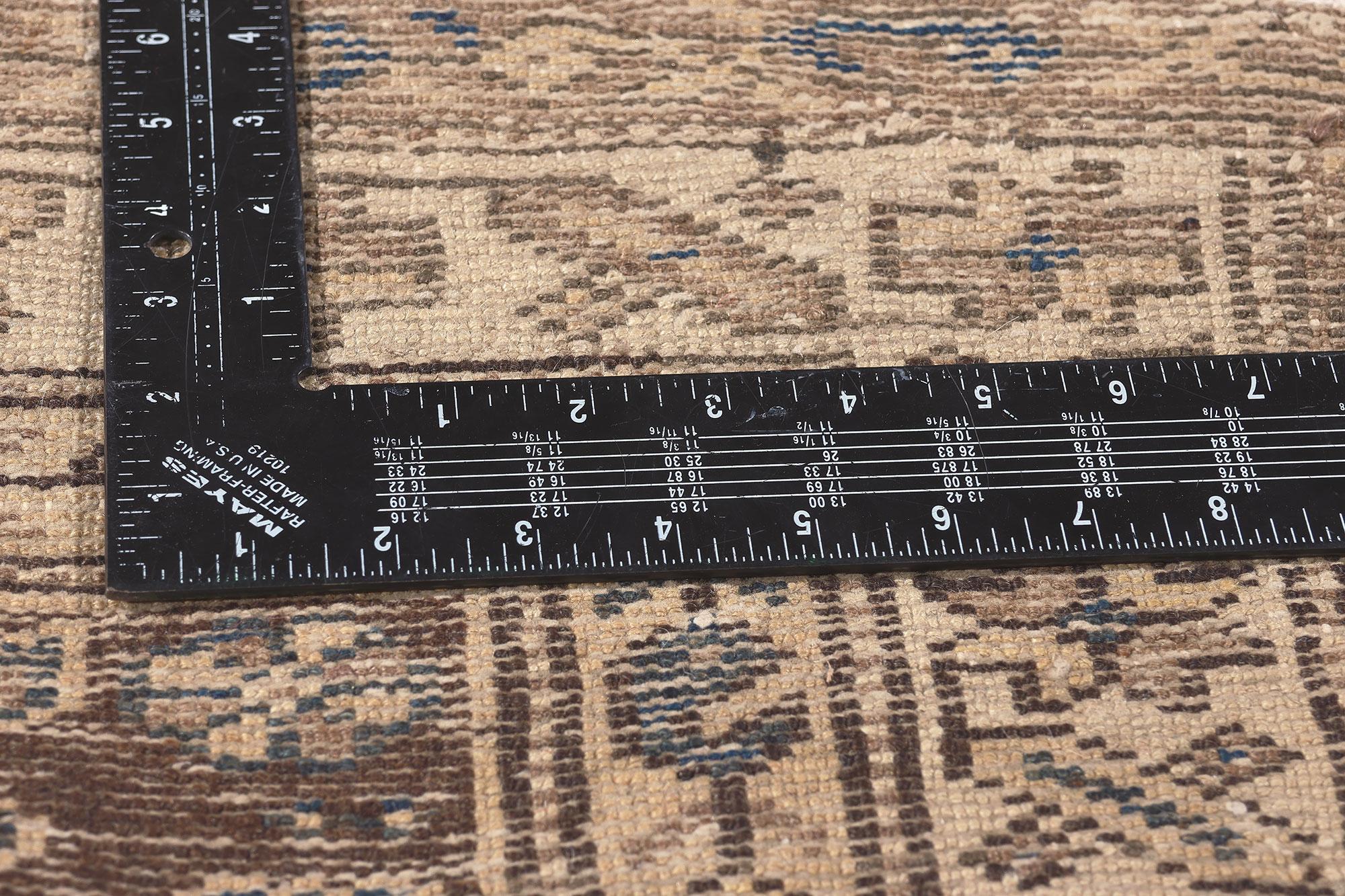 Wool Antique Warm Earth-Tone Persian Malayer Carpet with Mid-Century Modern Style For Sale