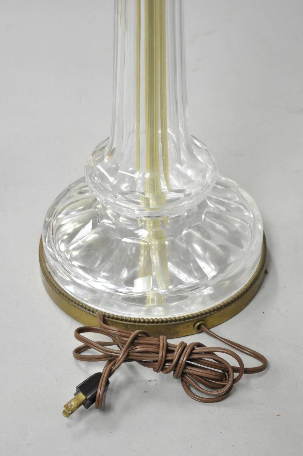 Antique Warren Kessler French Empire Crystal Glass Corinthian Column Table Lamp For Sale 4