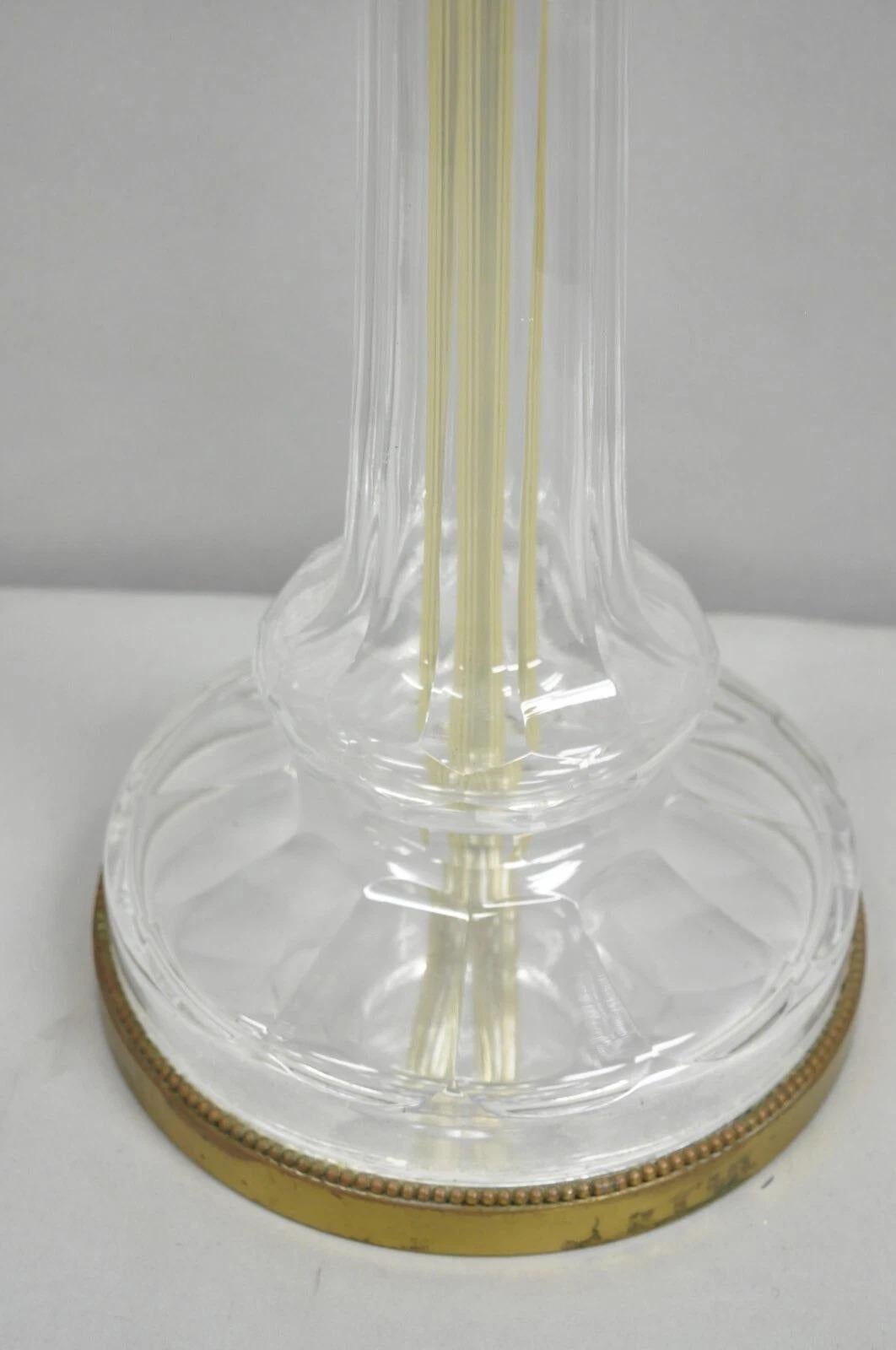 20th Century Antique Warren Kessler French Empire Crystal Glass Corinthian Column Table Lamp For Sale