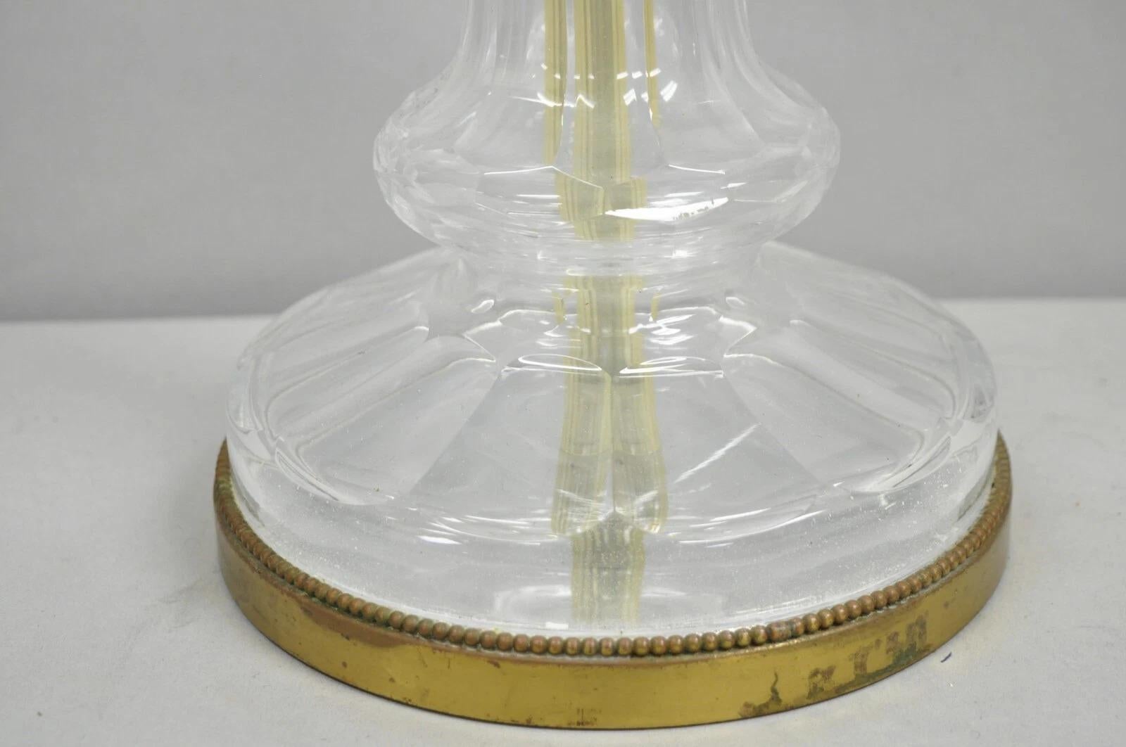 Antique Warren Kessler French Empire Crystal Glass Corinthian Column Table Lamp For Sale 3