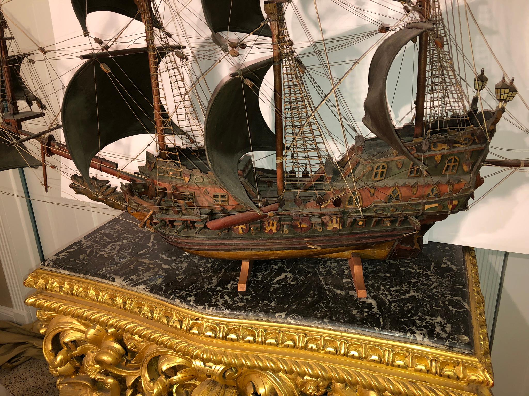 Antique Warship of Spanish Armada Vessel from Antiquités Delalande For Sale 2