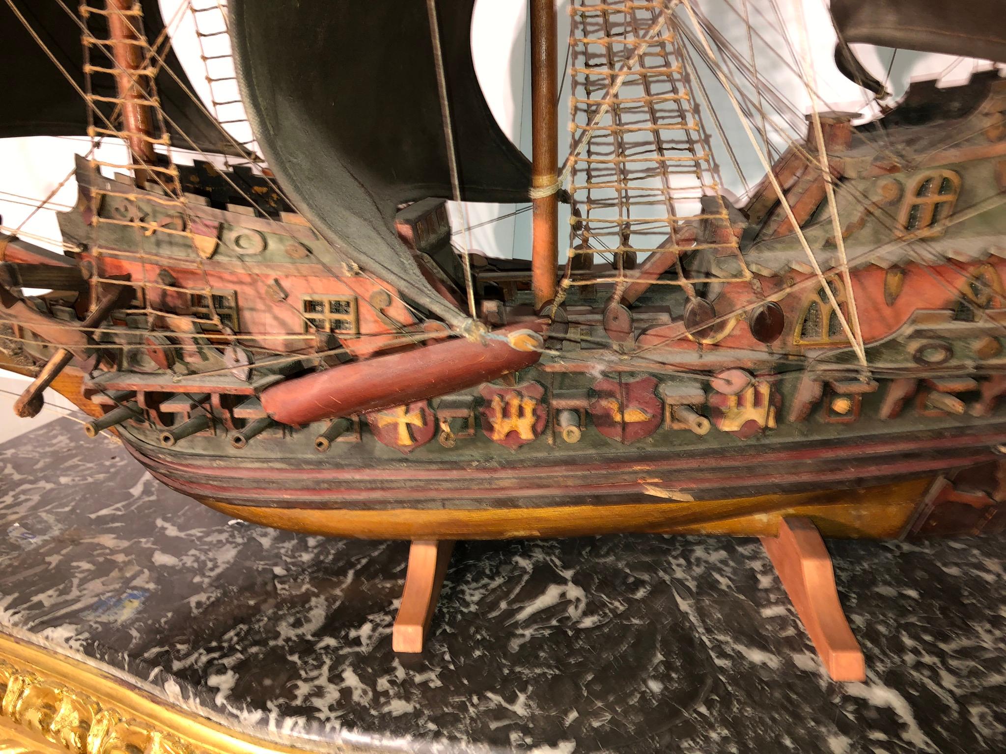 Antique Warship of Spanish Armada Vessel from Antiquités Delalande For Sale 3