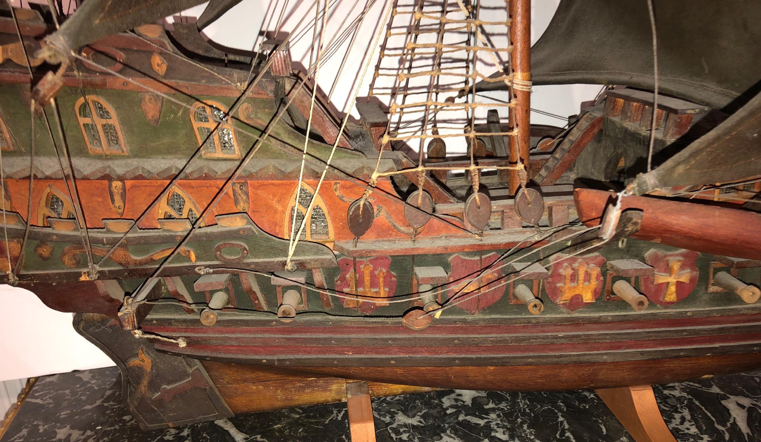 Elizabethan Antique Warship of Spanish Armada Vessel from Antiquités Delalande For Sale