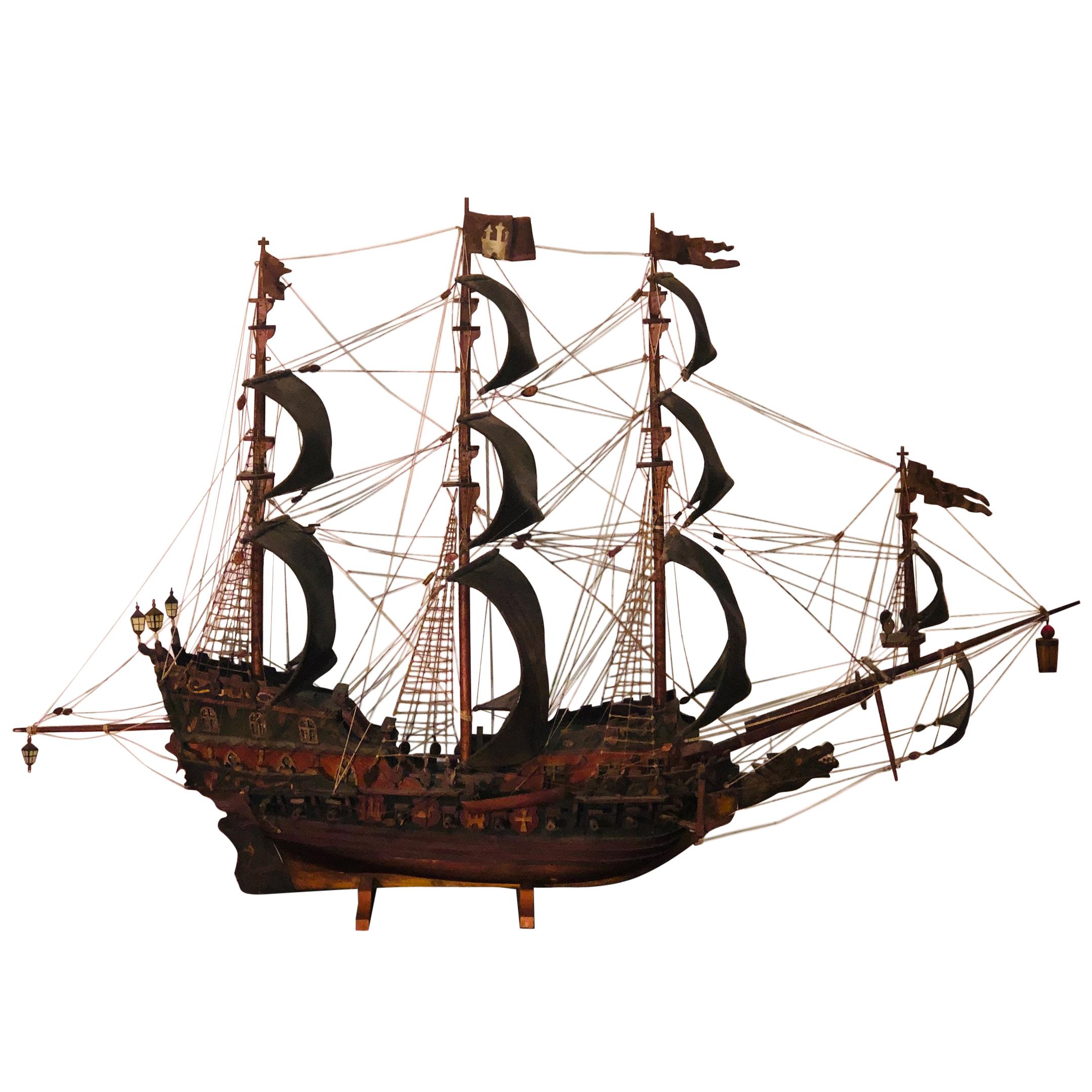 Antique Warship of Spanish Armada Vessel from Antiquités Delalande For Sale