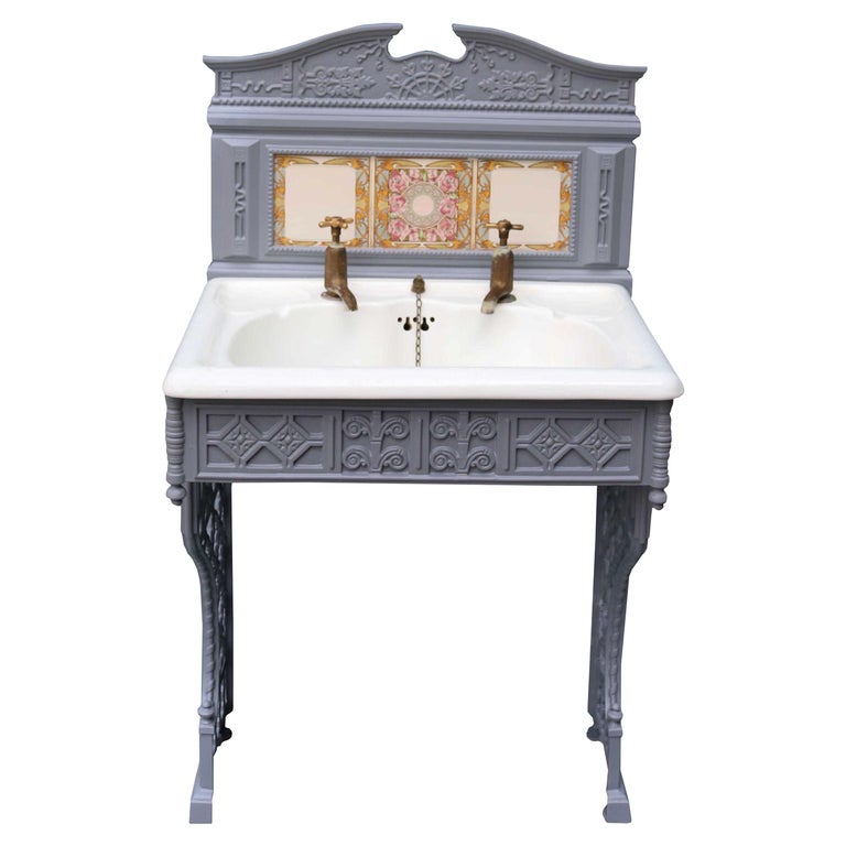 Antique Wash Basin on Cast Iron Stand at 1stDibs