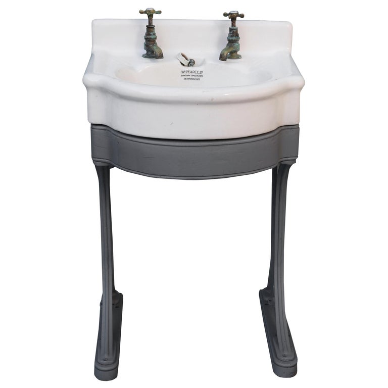 Antique Wash Basin or Sink with Cast Iron Stand at 1stDibs