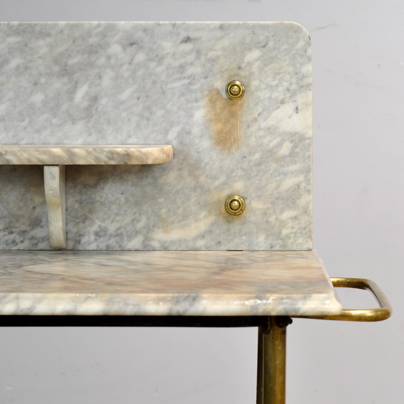 Antique Wash Stand In Brass And Marble, Circa 1880 For Sale 4