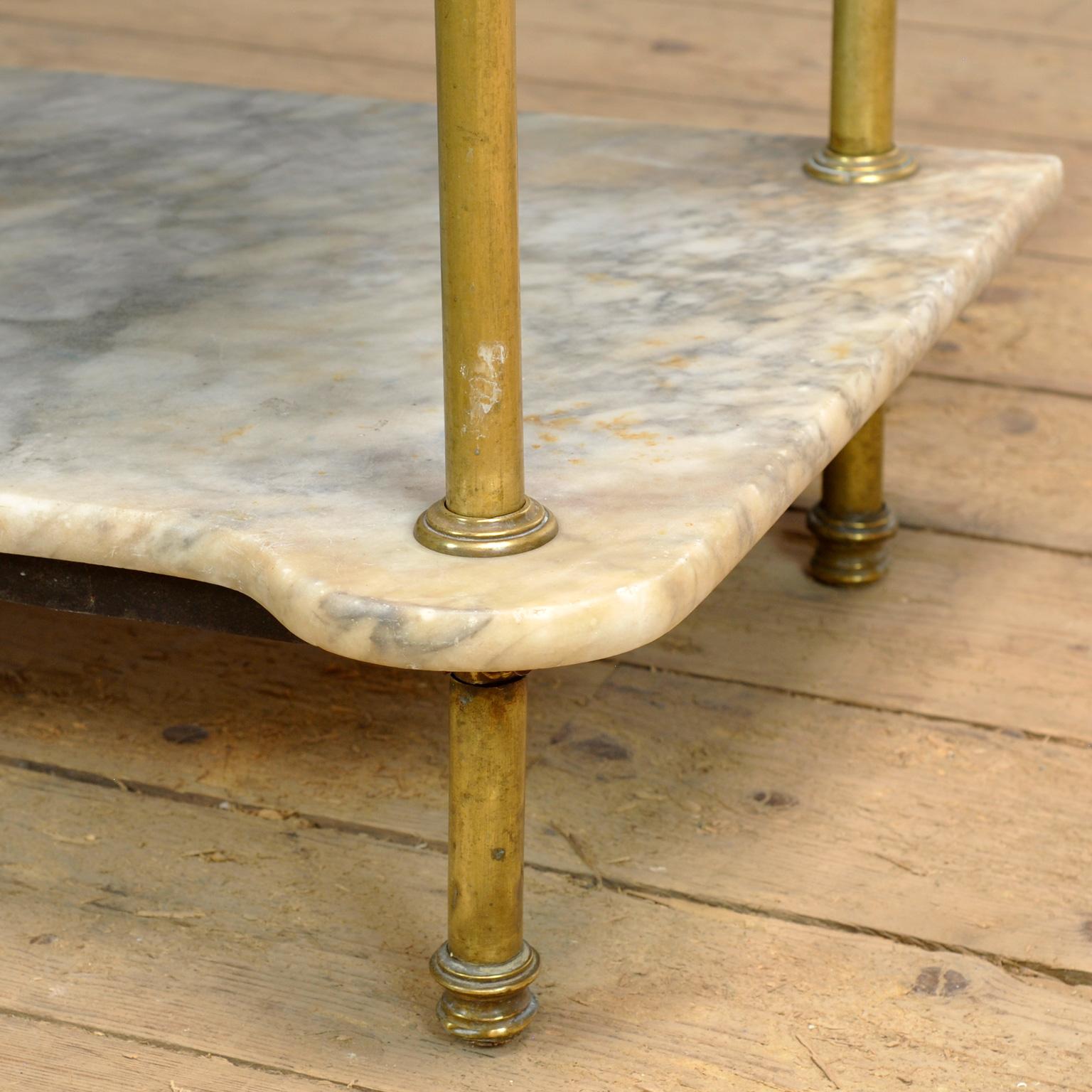 Antique Wash Stand In Brass And Marble, Circa 1880 For Sale 5
