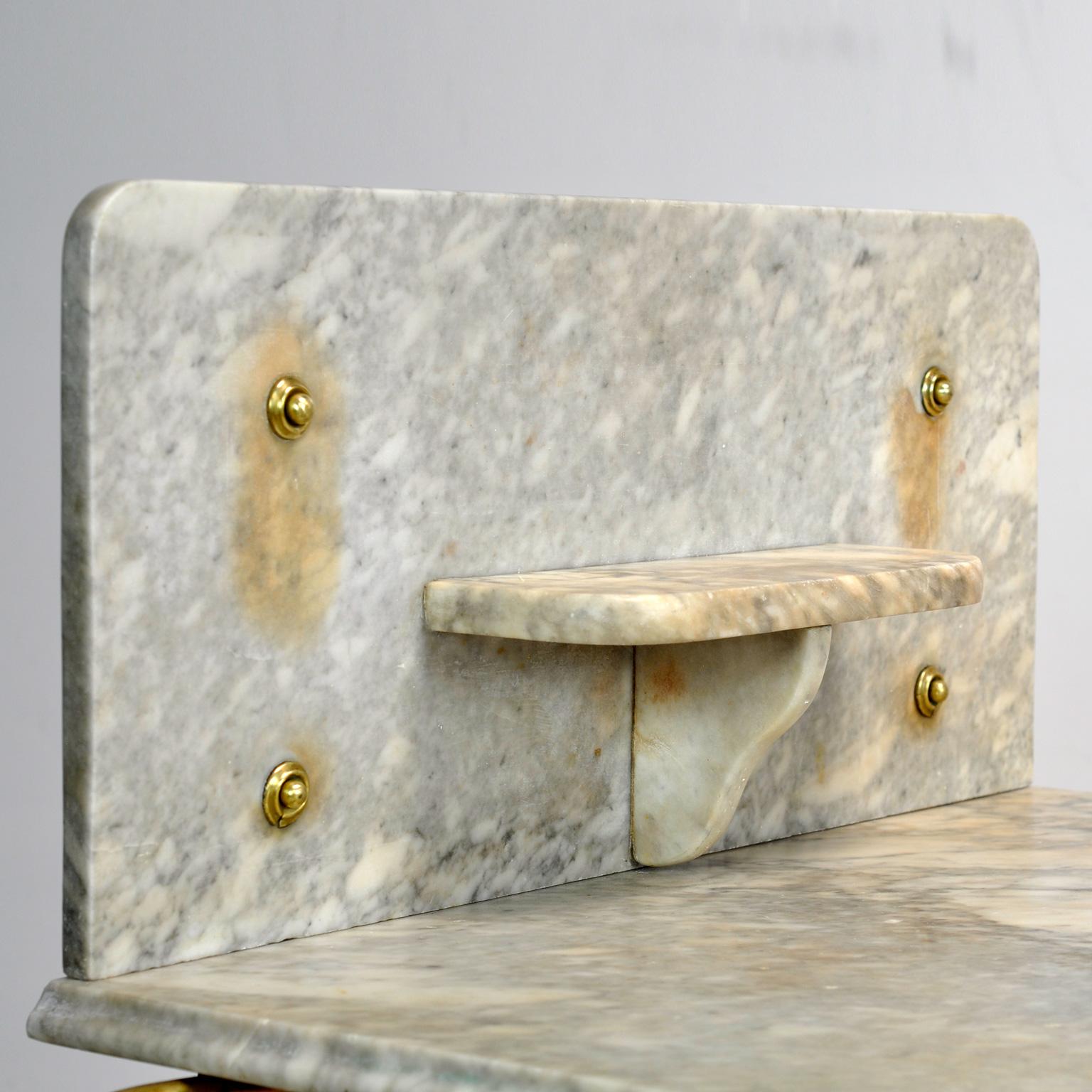 Antique Wash Stand In Brass And Marble, Circa 1880 For Sale 7