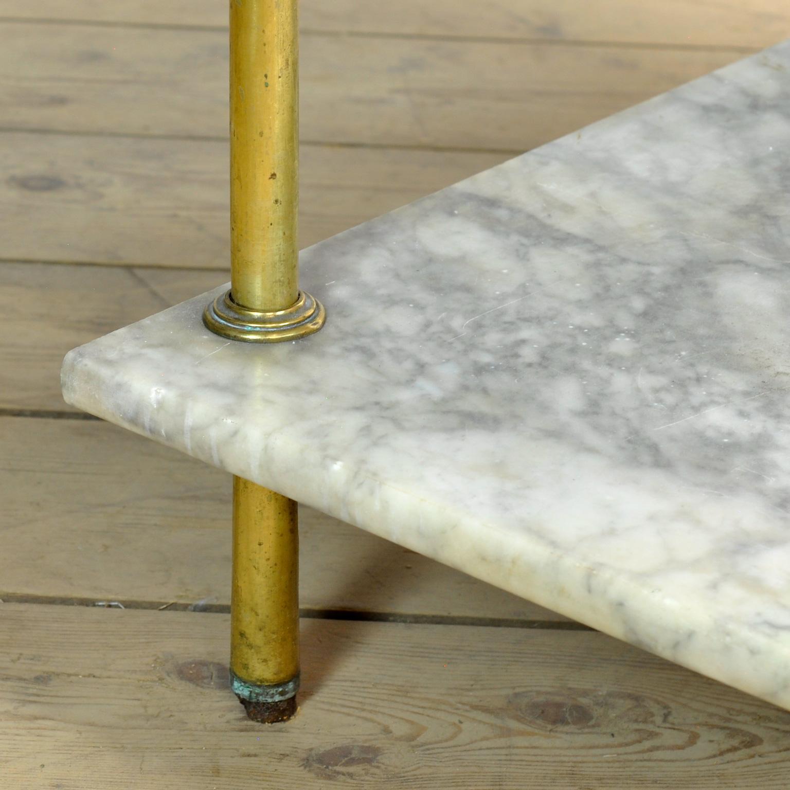 Antique Wash Stand In Brass And Marble, Circa 1880 For Sale 8