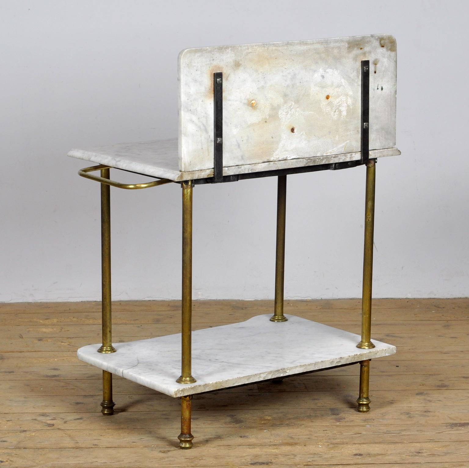 Antique Wash Stand In Brass And Marble, Circa 1880 For Sale 9