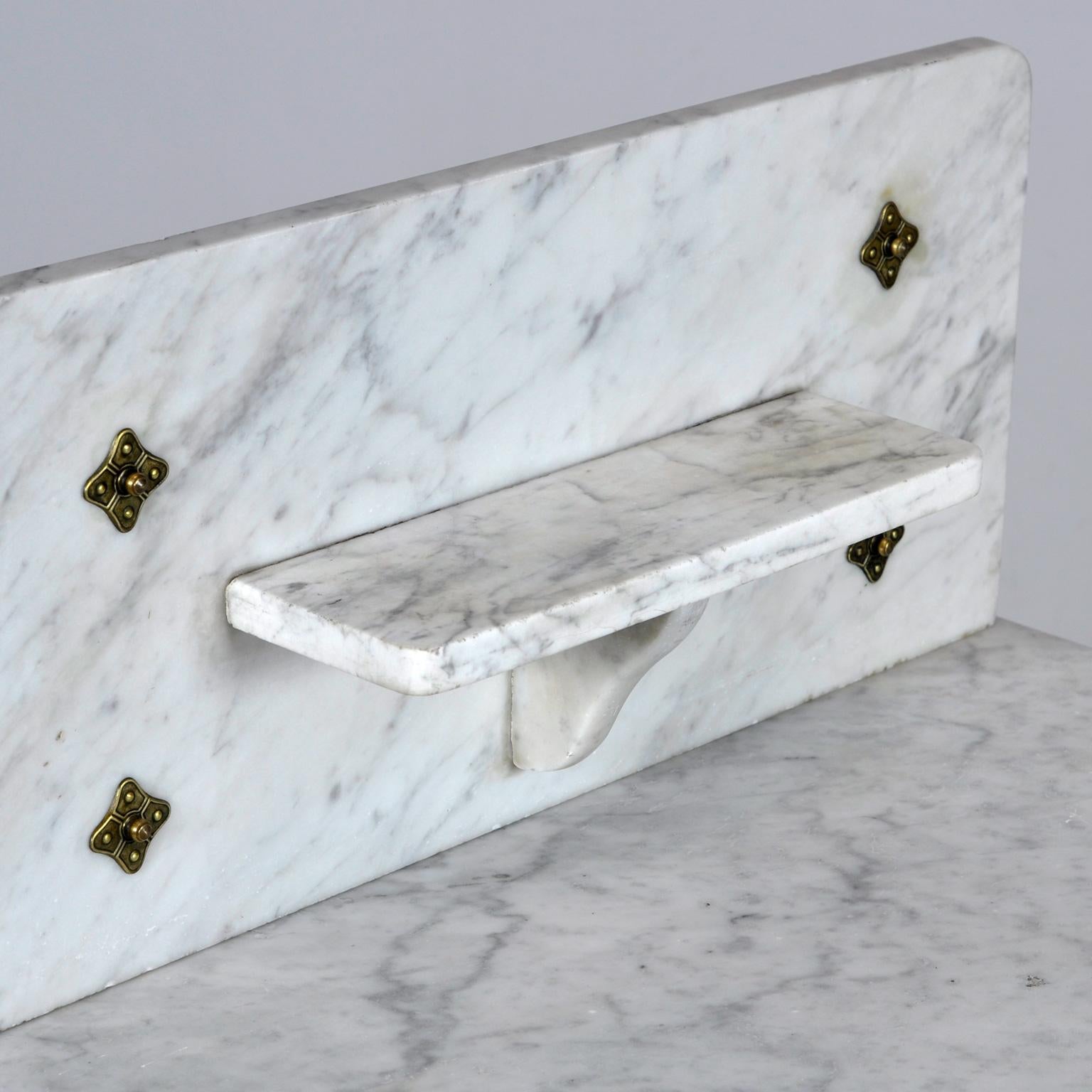 Late 19th Century Antique Wash Stand In Brass And Marble, Circa 1880 For Sale
