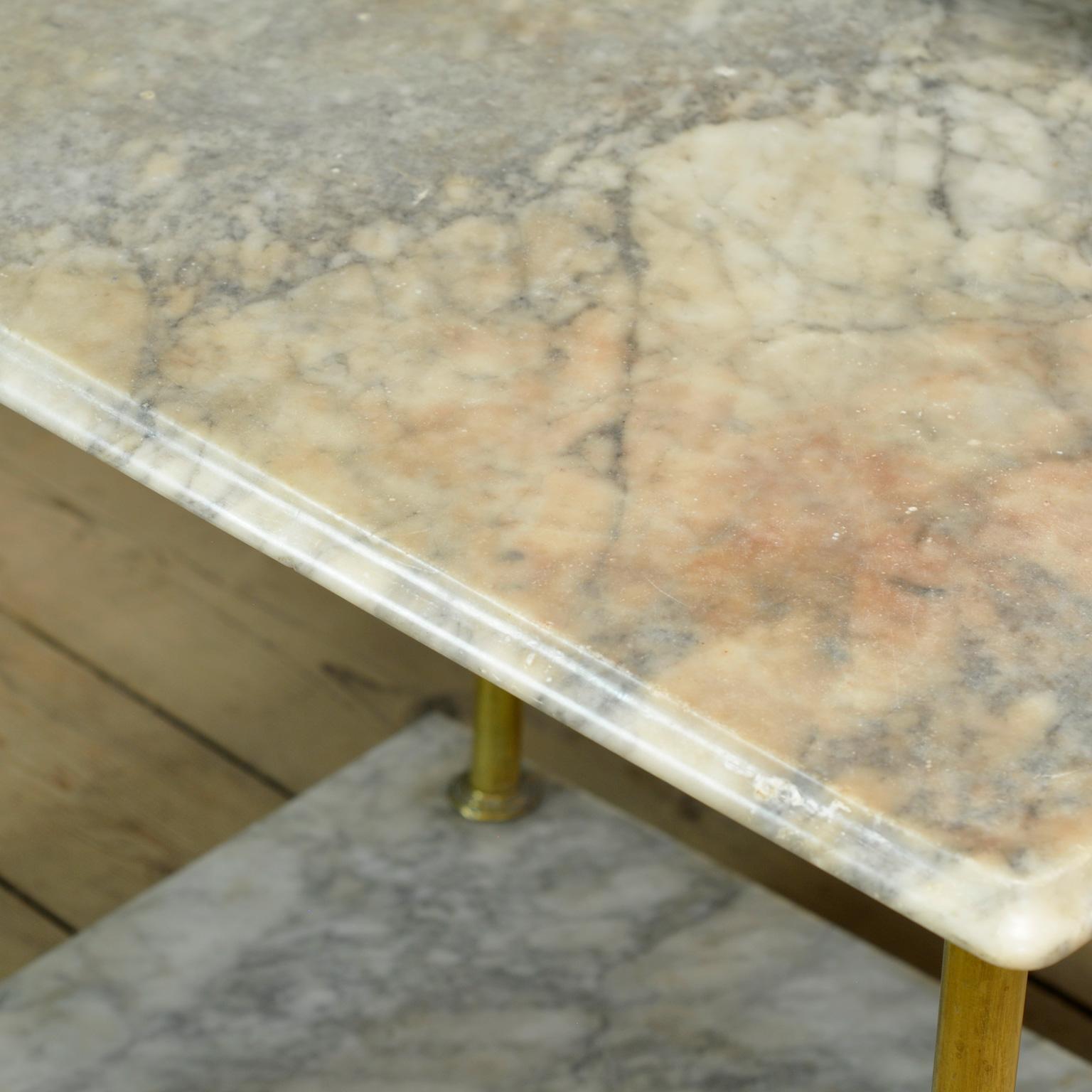 Late 19th Century Antique Wash Stand In Brass And Marble, Circa 1880 For Sale