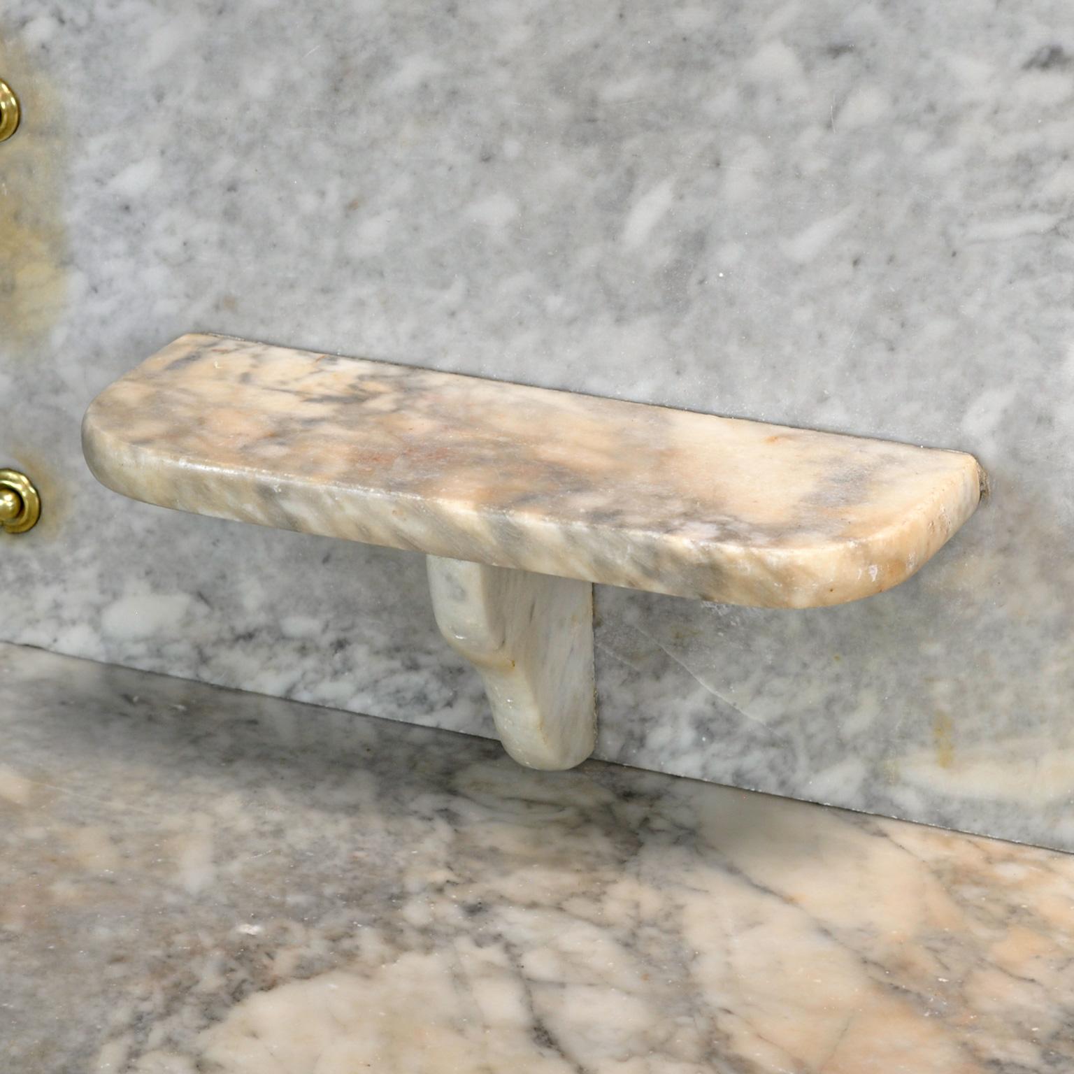 Antique Wash Stand In Brass And Marble, Circa 1880 For Sale 1