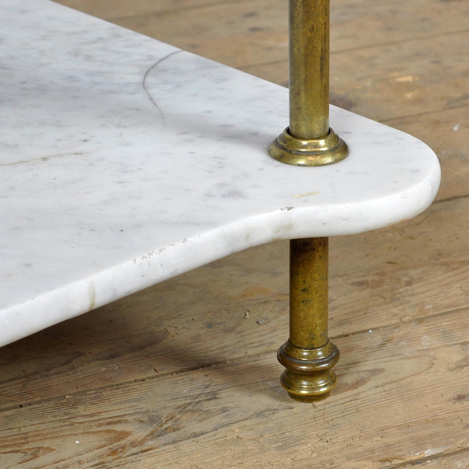 Antique Wash Stand In Brass And Marble, Circa 1880 For Sale 2