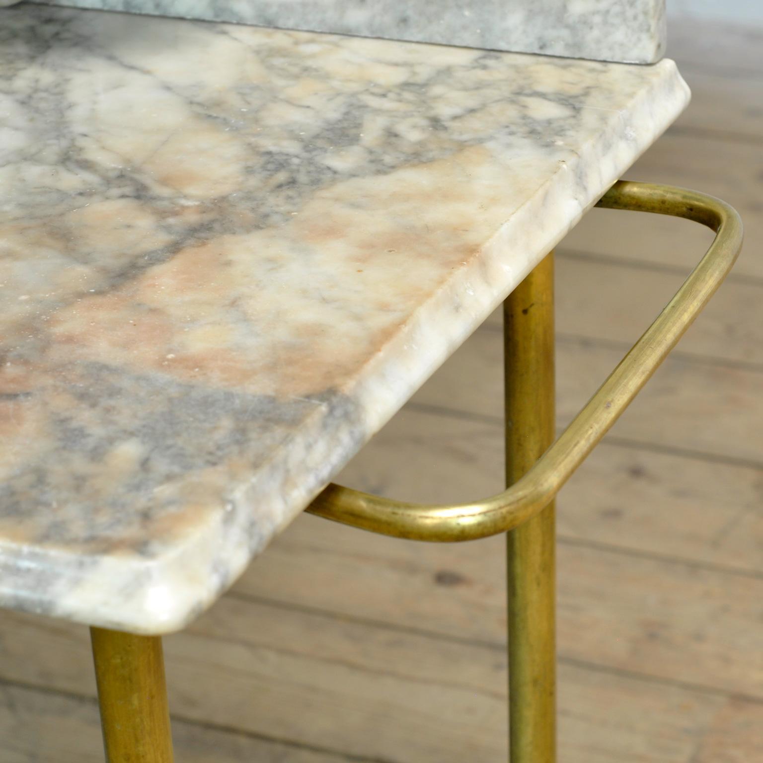 Antique Wash Stand In Brass And Marble, Circa 1880 For Sale 2
