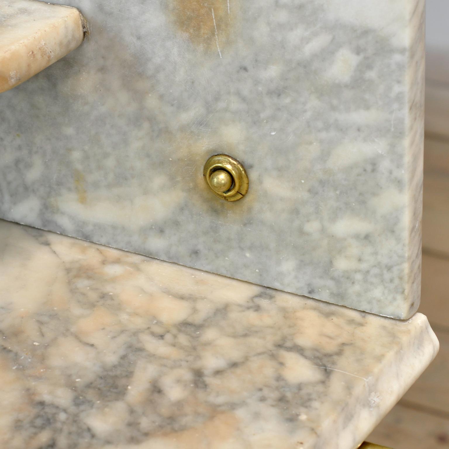 Antique Wash Stand In Brass And Marble, Circa 1880 For Sale 3