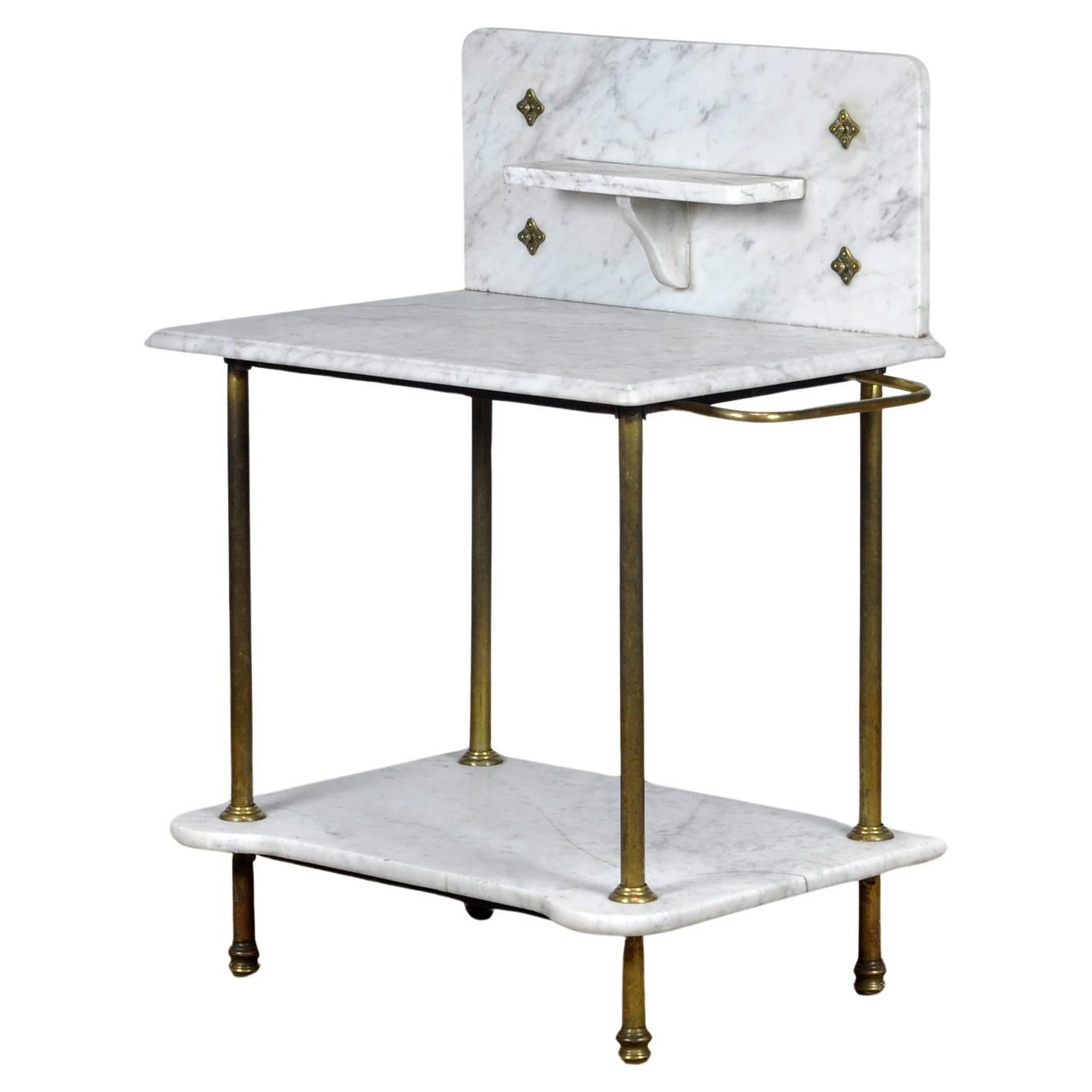 Antique Wash Stand In Brass And Marble, Circa 1880 For Sale