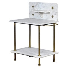 Antique Wash Stand In Brass And Marble, Circa 1880
