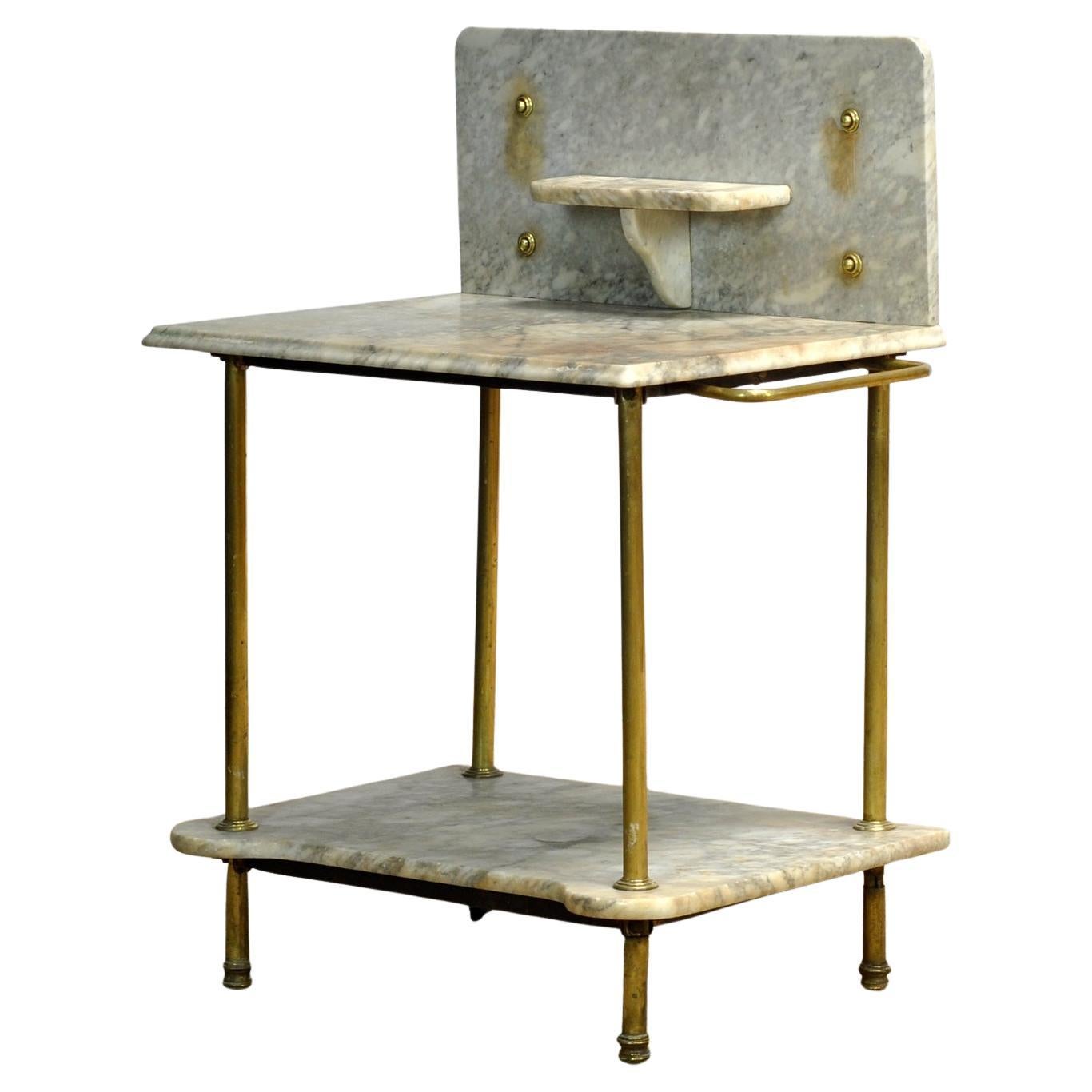 Antique Wash Stand In Brass And Marble, Circa 1880 For Sale