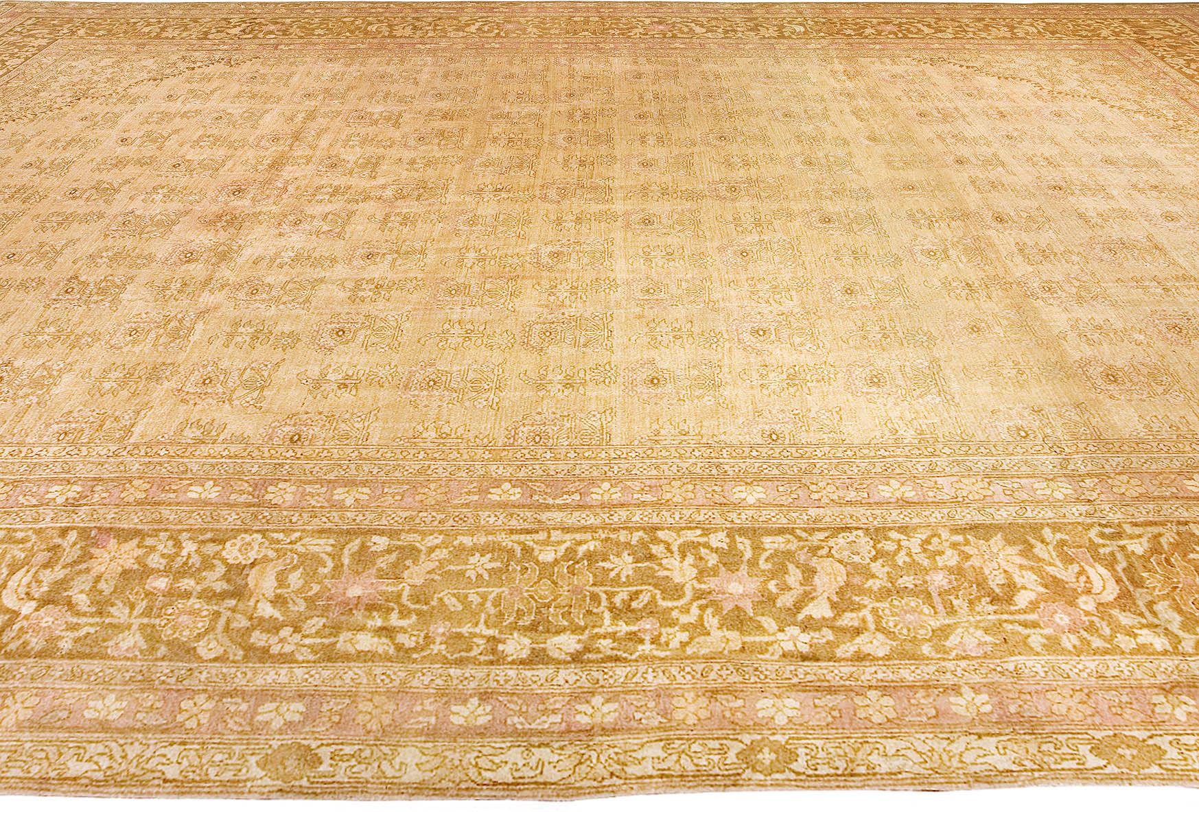 Hand-Woven Antique Washed Indian Amritsar Handmade Wool Rug For Sale