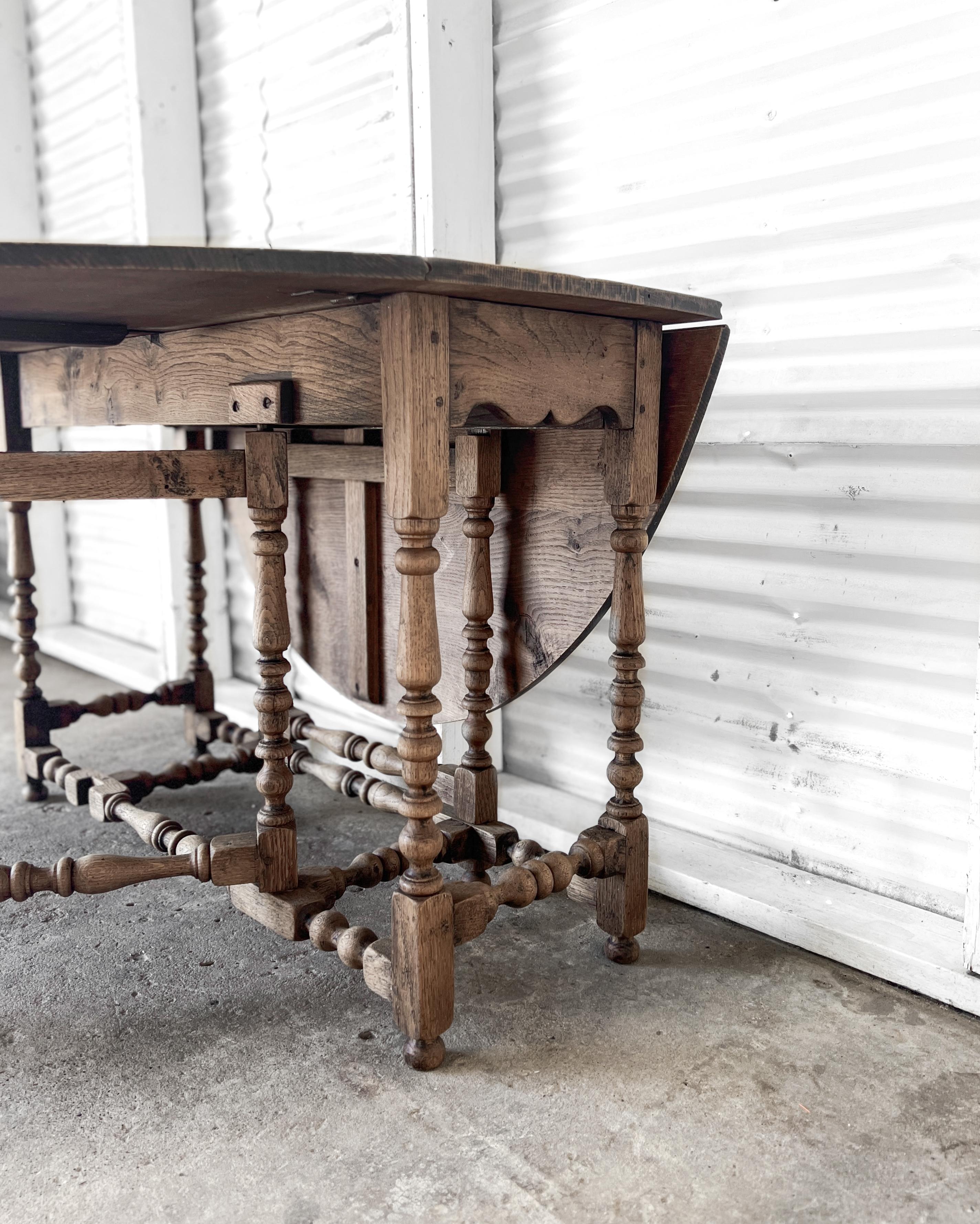 Antique Washed Oak Gate Leg Dining Table 5