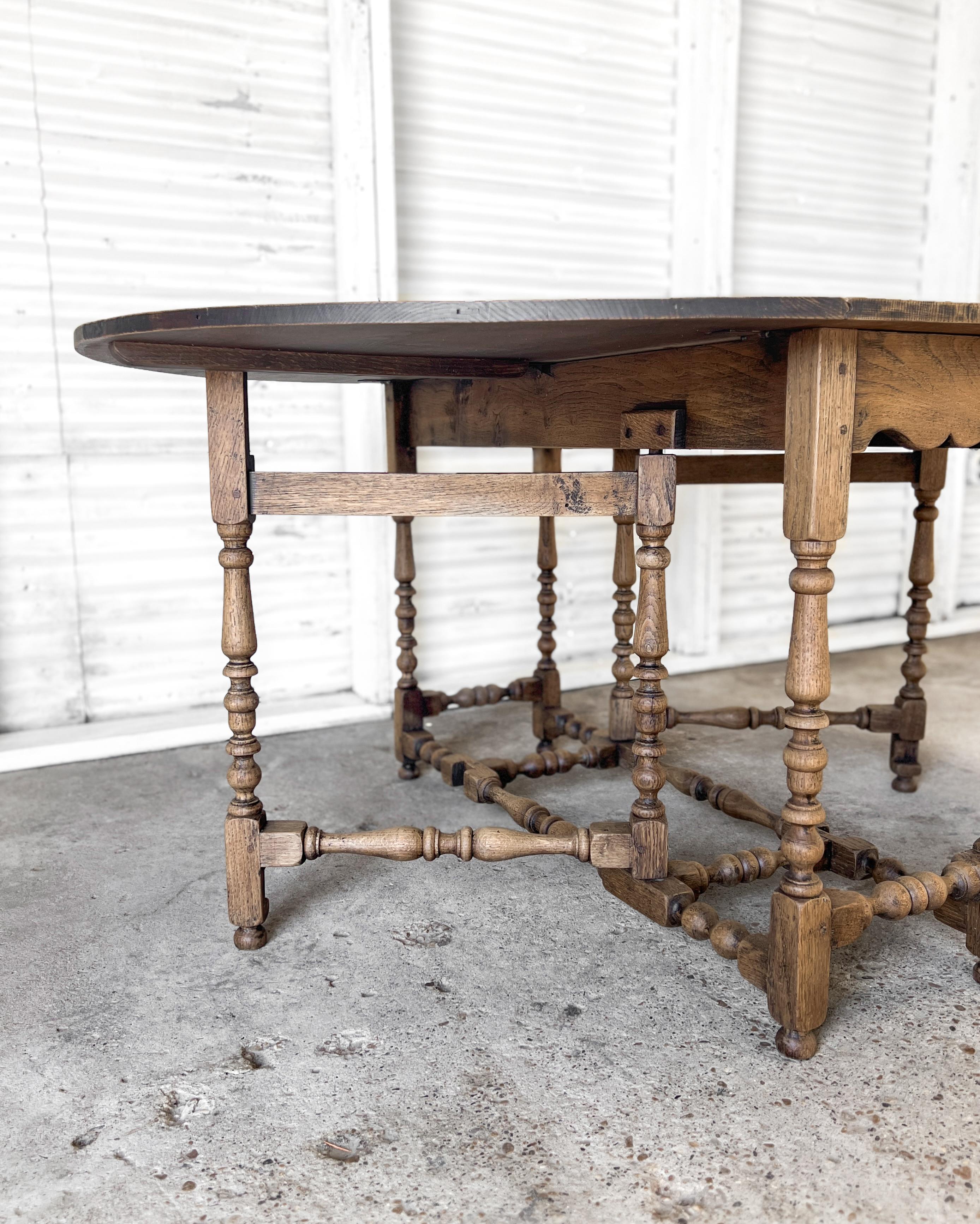 Antique Washed Oak Gate Leg Dining Table 6