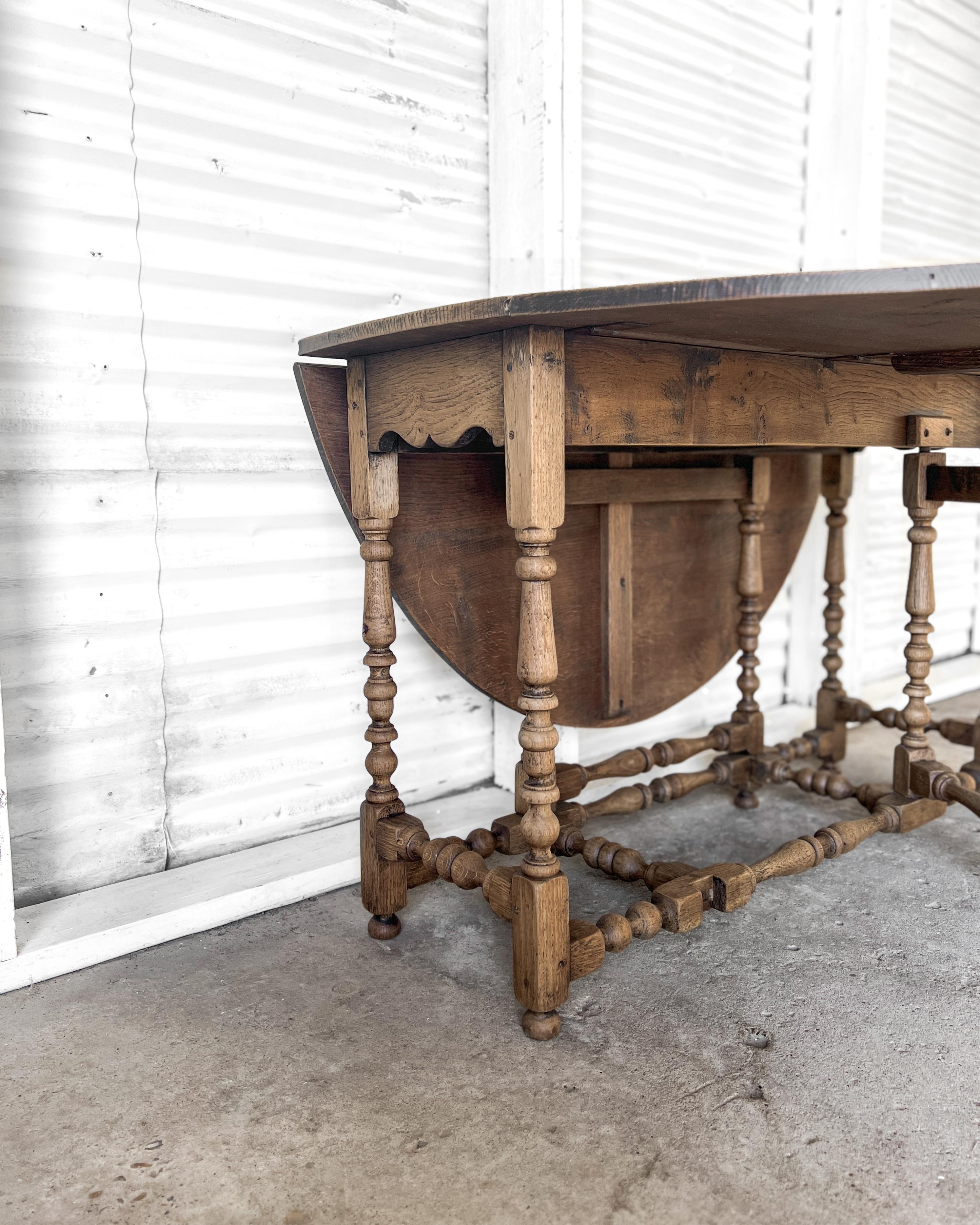 Antique Washed Oak Gate Leg Dining Table 2