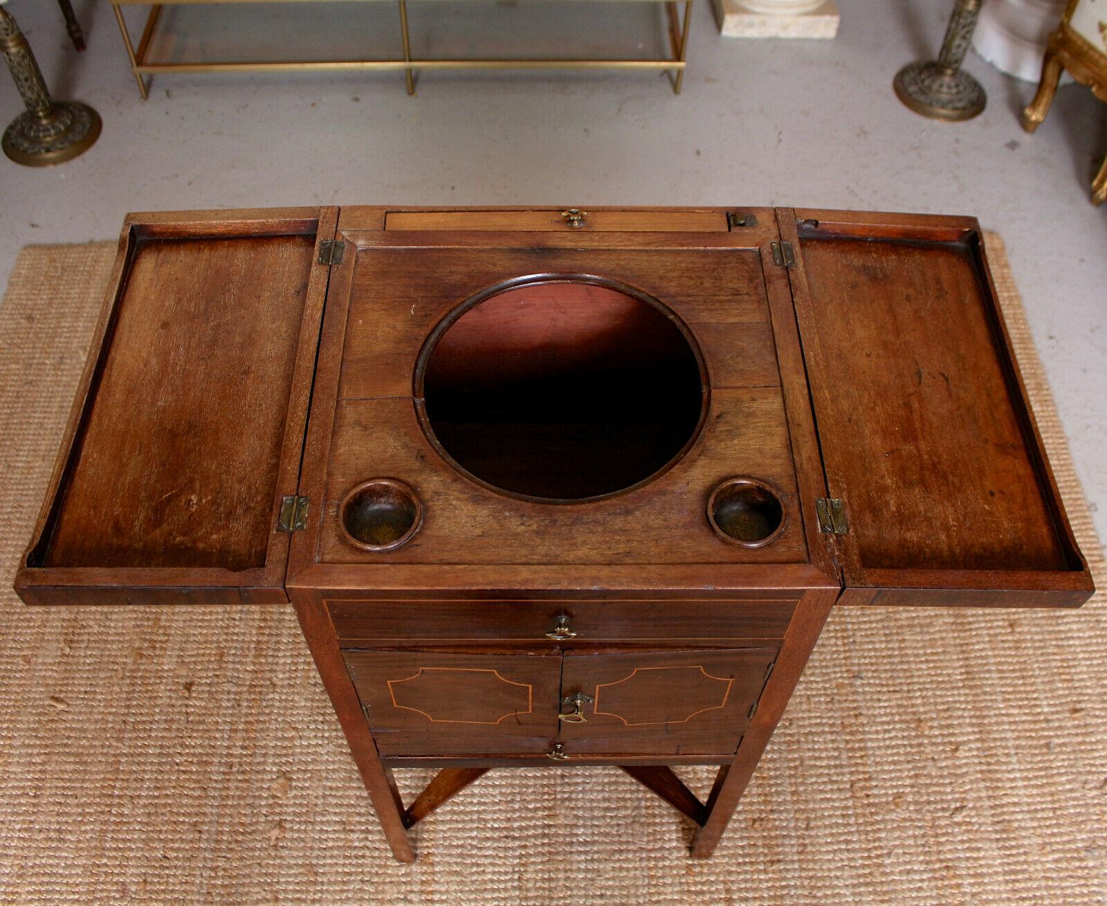 18th Century and Earlier Antique Washstand Shaving Vanity Mirror Stand C1780 Mahogany Bathroom Cabinet For Sale