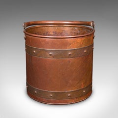 Antique Waste Paper Basket, English, Copper, Study, Office, Cornish, Edwardian
