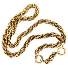 Vintage Watch Chain, 14 Karat Yellow Gold Twisted Cable Chain