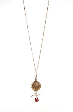 Antique Watch Chain Necklace with Fobs